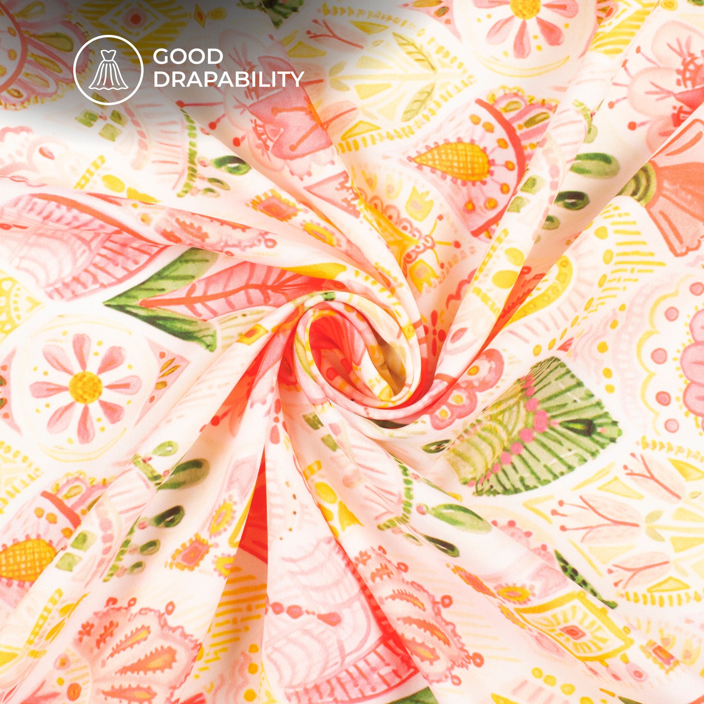 Exclusive Traditional Mugal Art Digital Print Butter Crepe Fabric