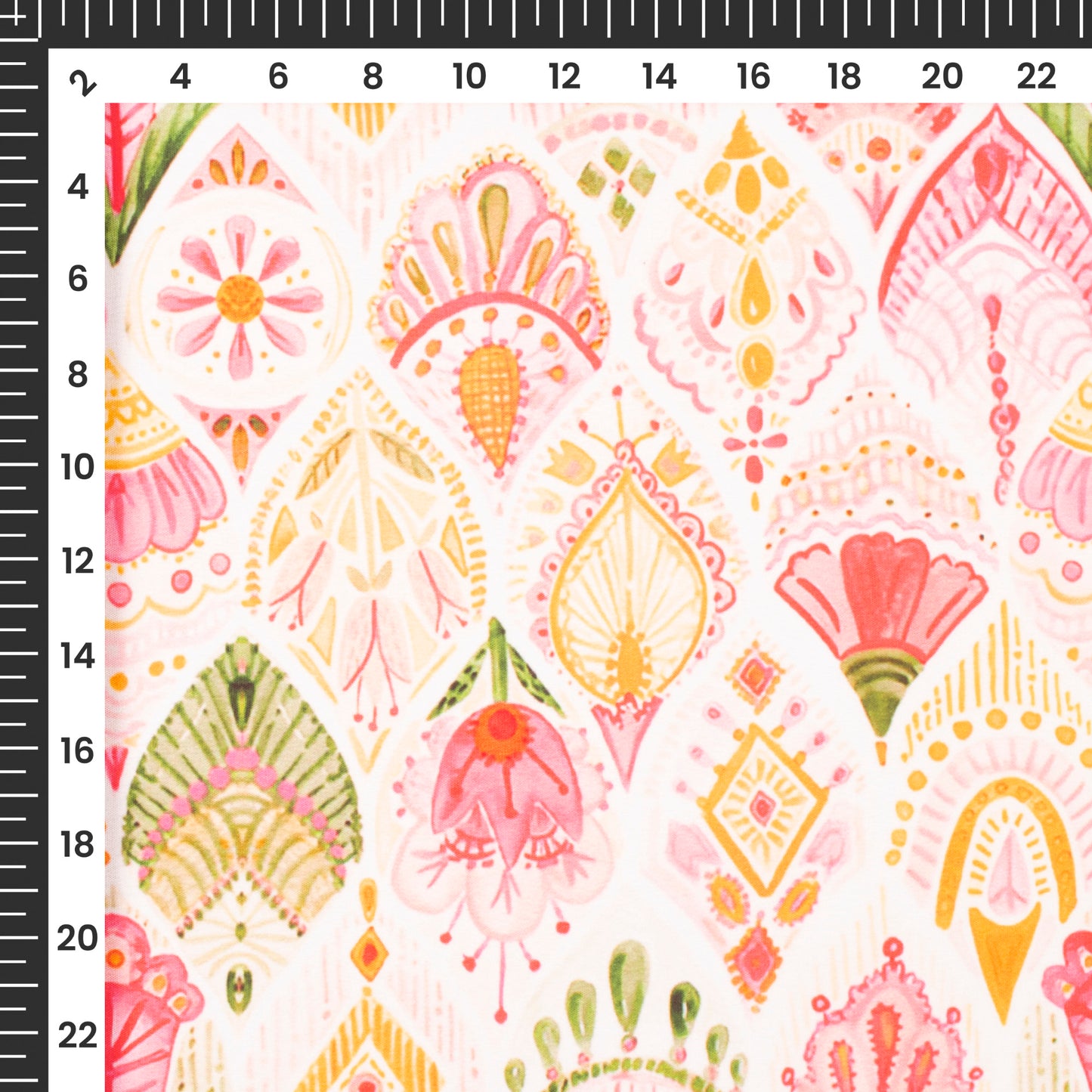 Exclusive Traditional Mugal Art Digital Print Butter Crepe Fabric