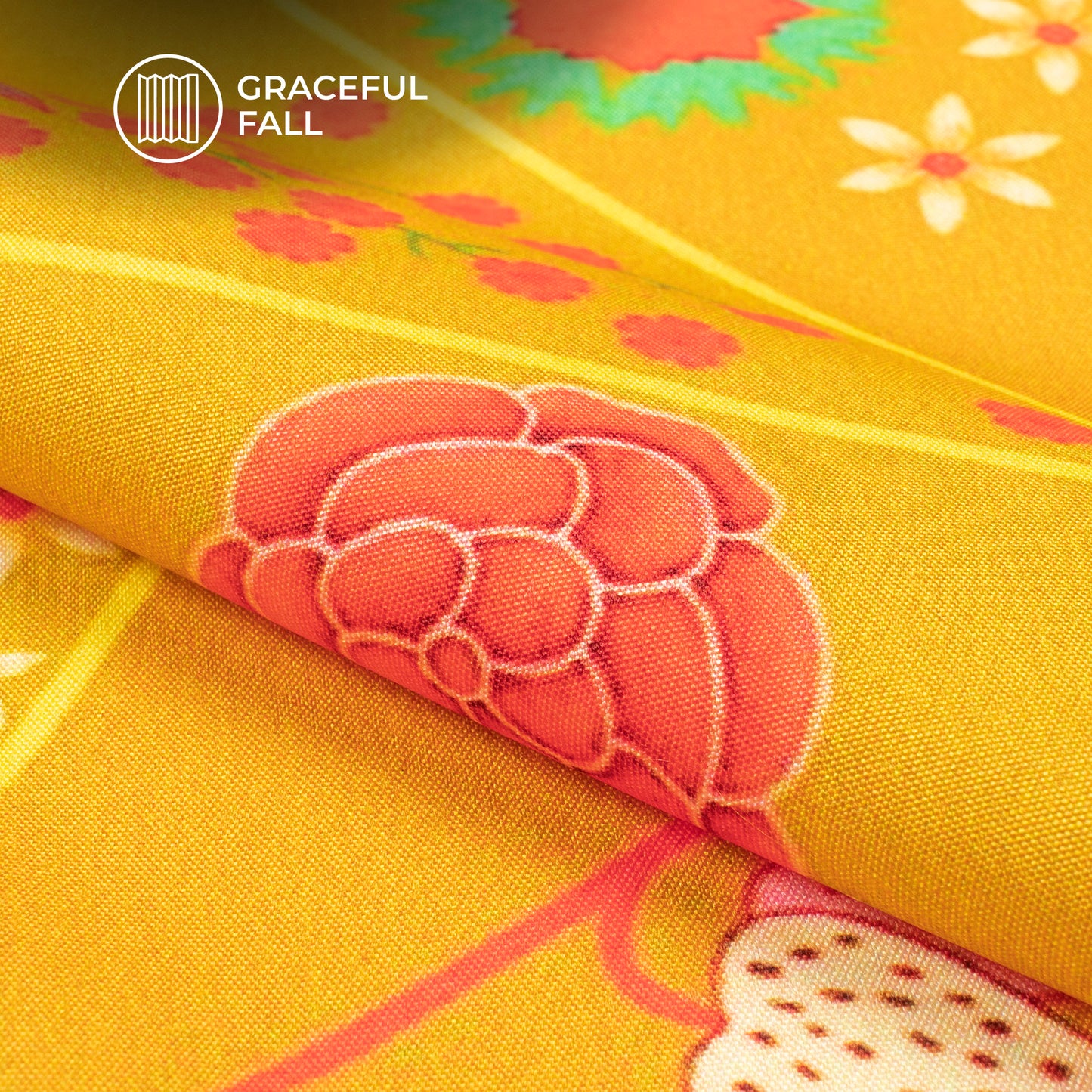Abstract Mugal Floral Digital Print Butter Crepe Fabric