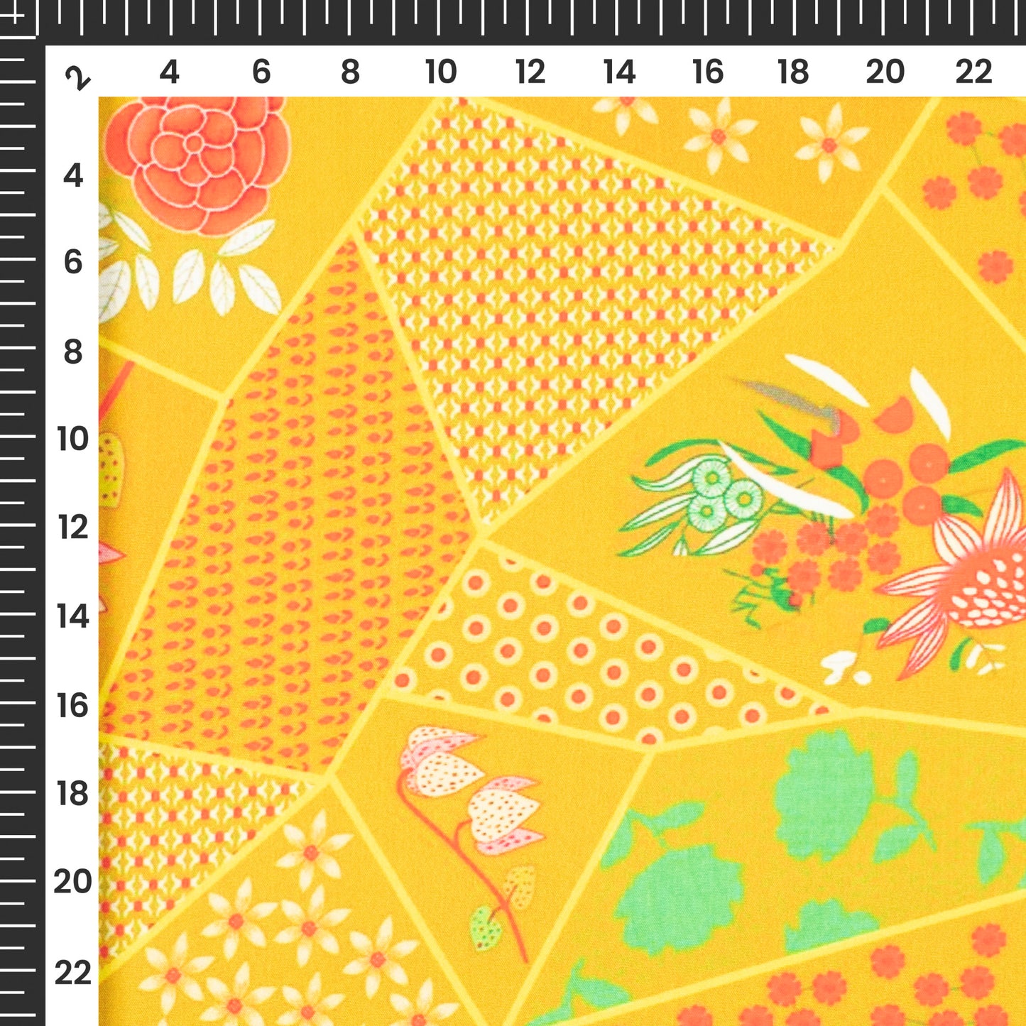 Abstract Mugal Floral Digital Print Butter Crepe Fabric