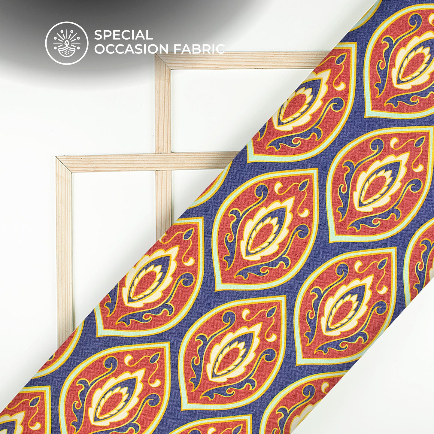 Seamless Retro Filigree Digital Print Elegant Blend Pashmina Fabric