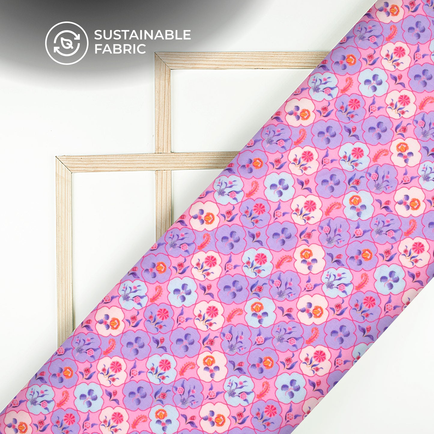 Anciant Mugal Geometric Floral Art Digital Print Pure Cotton Mulmul Fabric