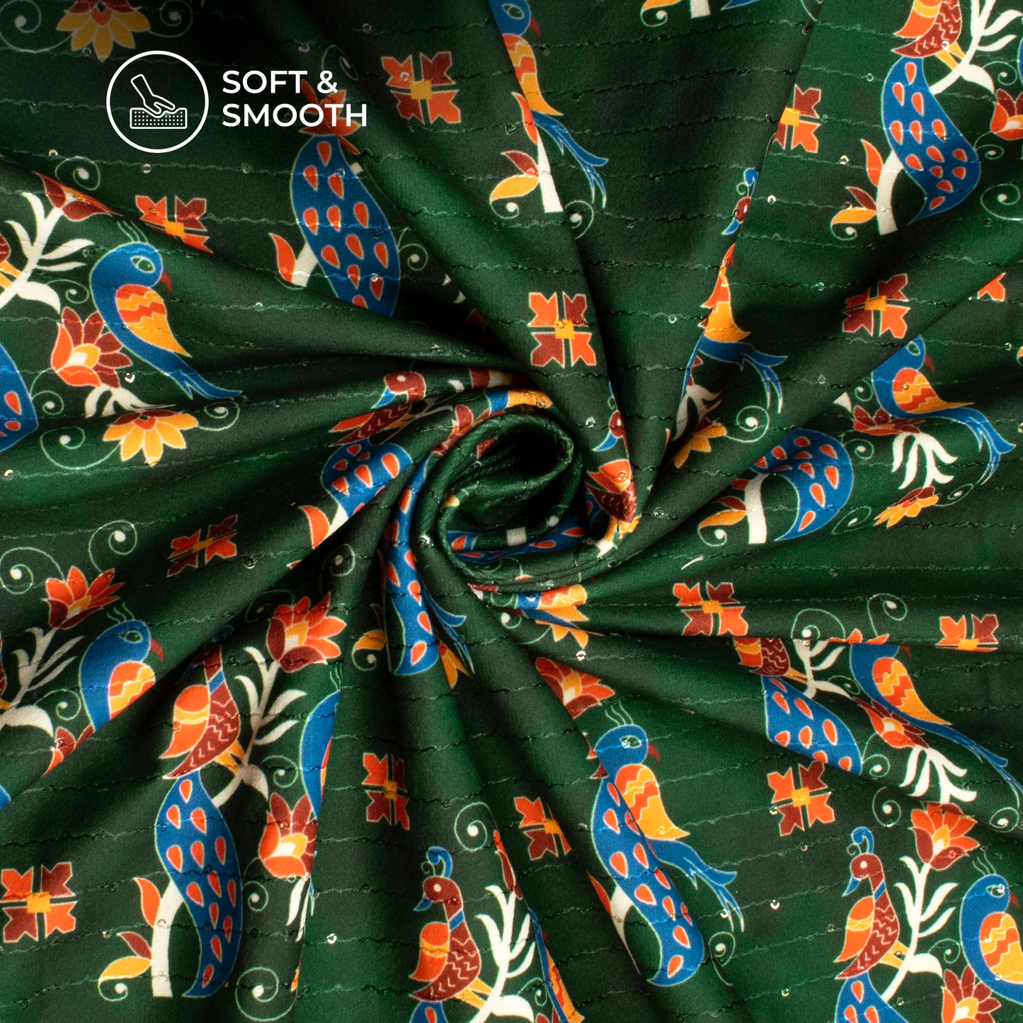 Exclusive Patolaa Digital Print Superior Sequins Velvet Fabric (Width 58 Inches)