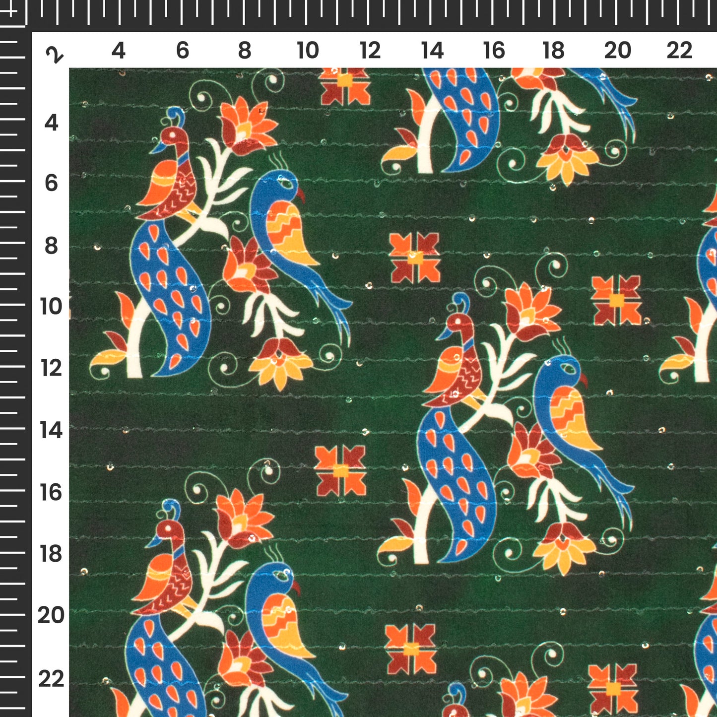 Exclusive Patolaa Digital Print Superior Sequins Velvet Fabric (Width 58 Inches)