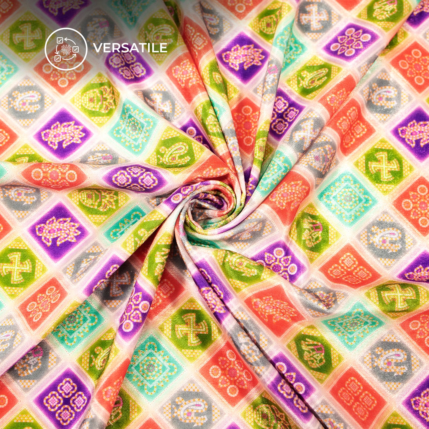 Multi Color Bandhanii Floral Digital Print Premium Velvet Fabric