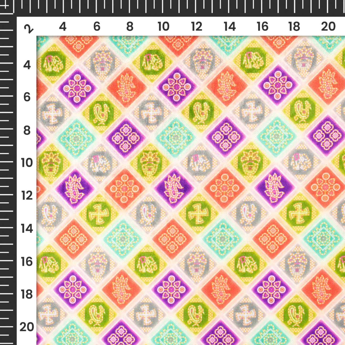 Multi Color Bandhanii Floral Digital Print Premium Velvet Fabric