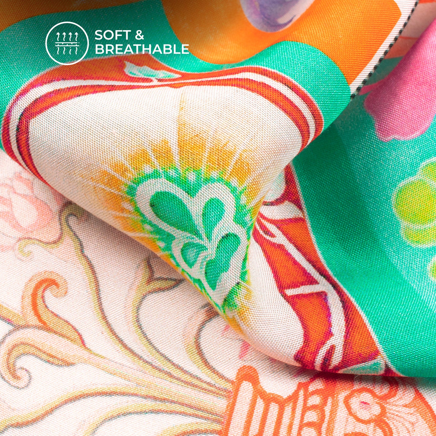 Multi Color Abstract Floral Digital Print Viscose Muslin Fabric
