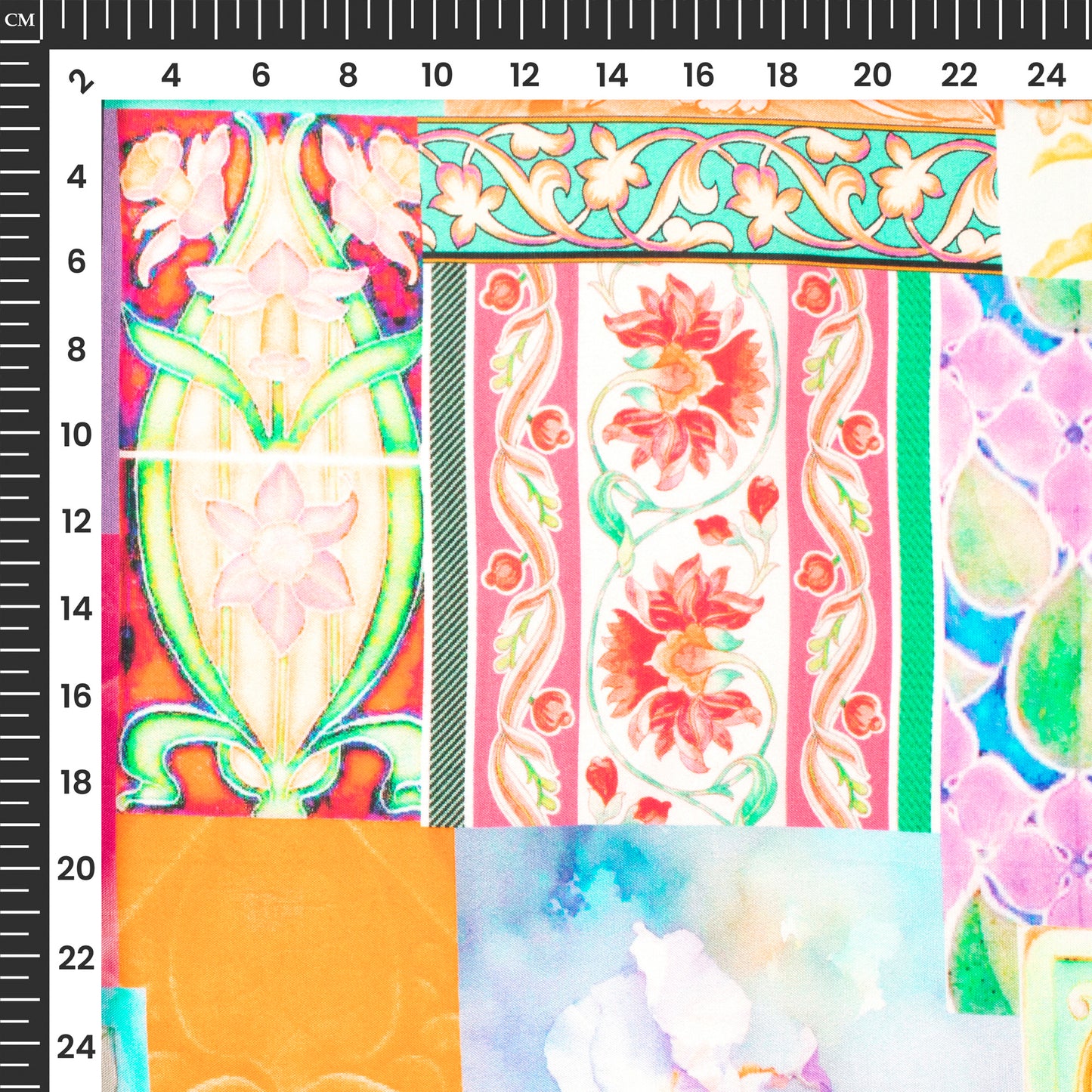 Multi Color Abstract Floral Digital Print Viscose Muslin Fabric