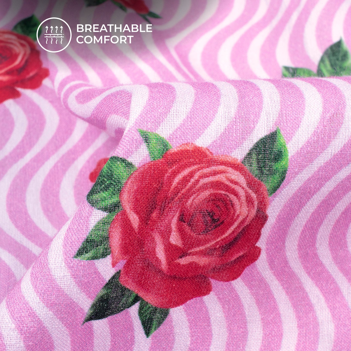 Seamless Royal Rose Digital Print Brasso Cotton Cambric Fabric