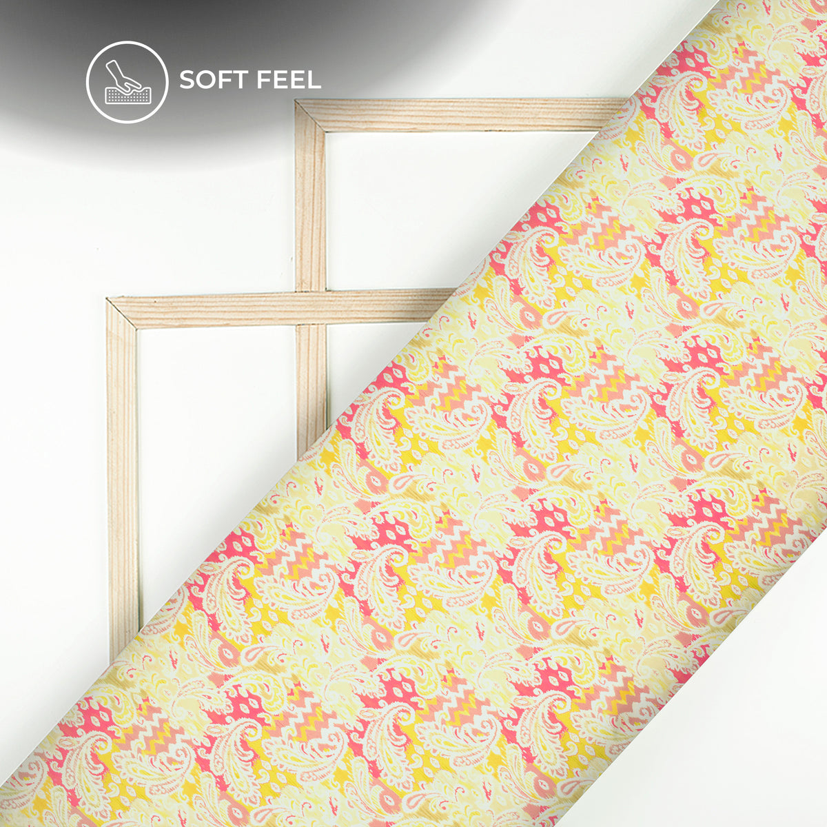 Ikkat Inspired Paisley Digital Print Japan Satin Fabric