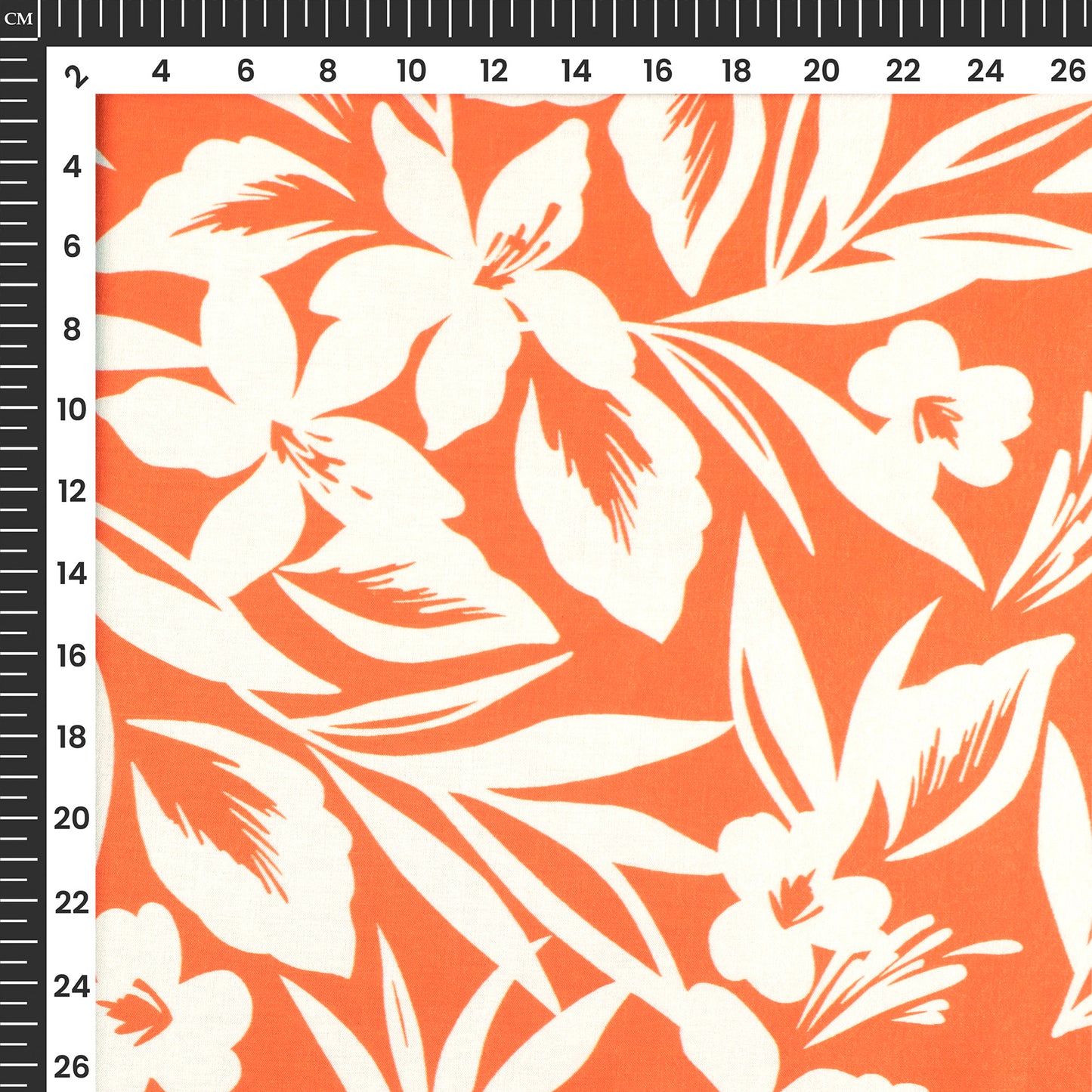 Orange Seamless Botnical Floral Digital Print Flat Silk Fabric