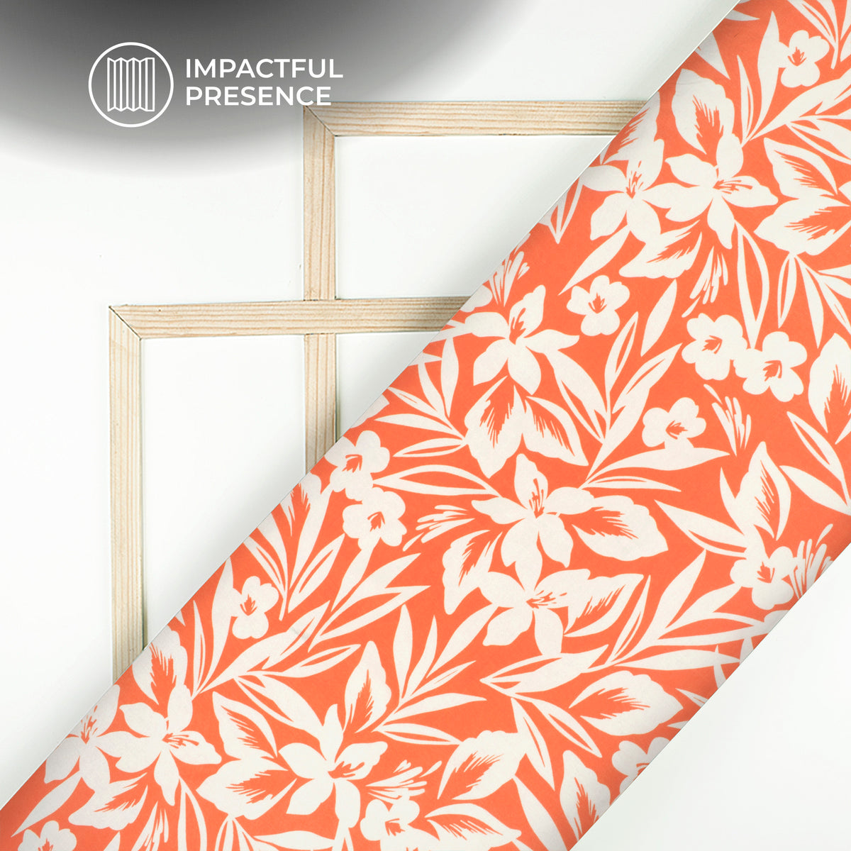 Orange Seamless Botnical Floral Digital Print Flat Silk Fabric