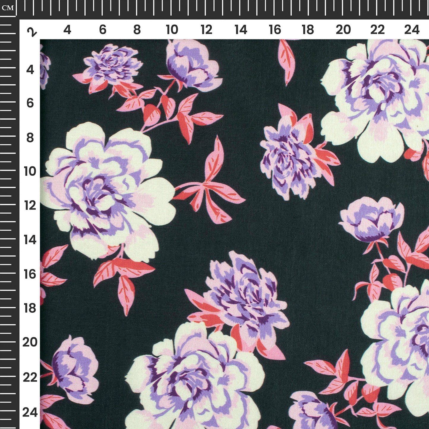 Stylish Rose And Leaf Digital Print Flat Silk Fabric