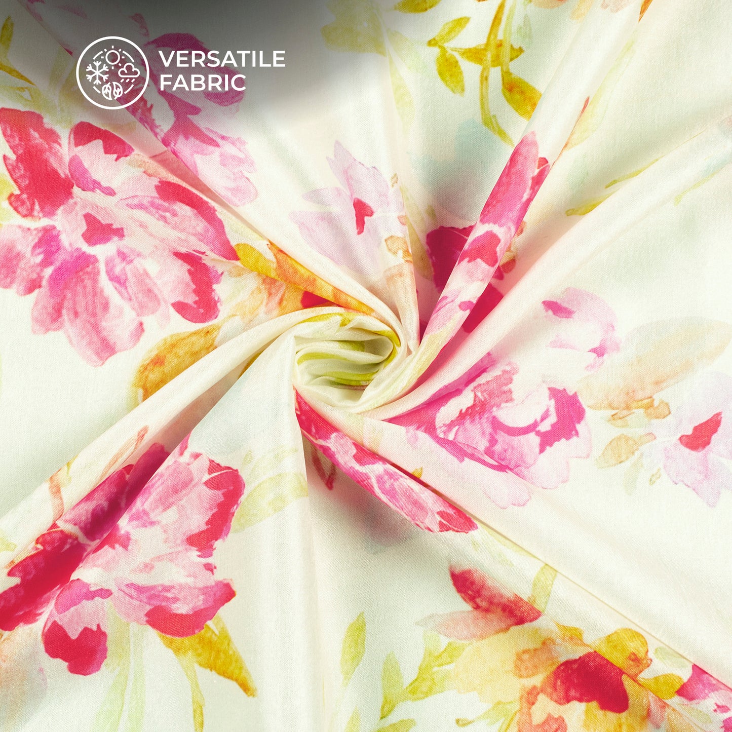 Exclusive Rich Rose Floral Digital Print Flat Silk Fabric