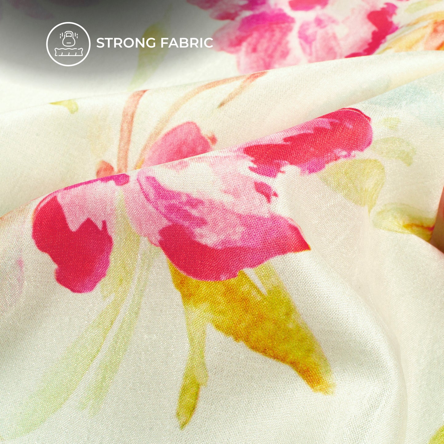 Exclusive Rich Rose Floral Digital Print Flat Silk Fabric