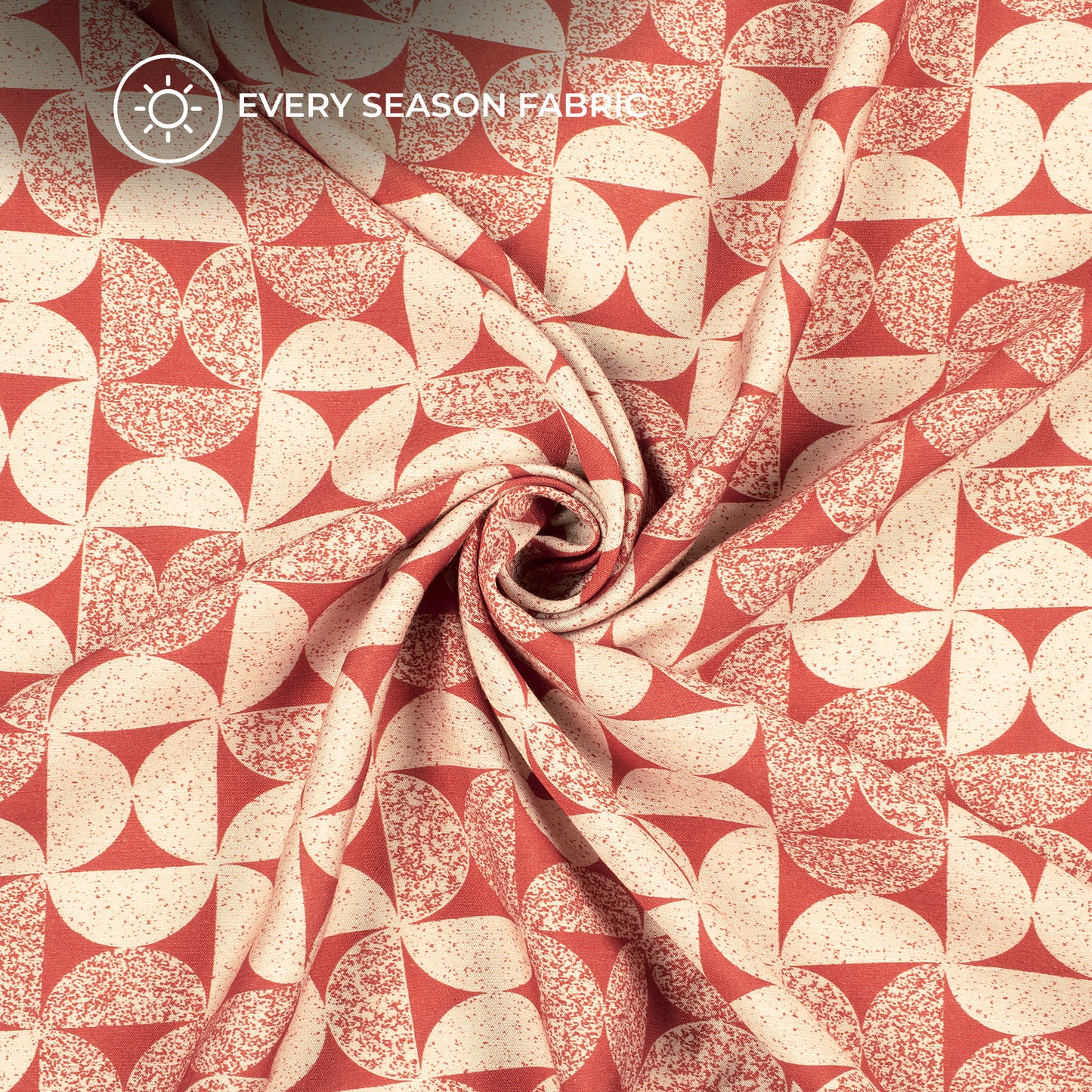 Fire Orange Geometric Digital Print Viscose Slub Silk Fabric (Width 58 Inches)