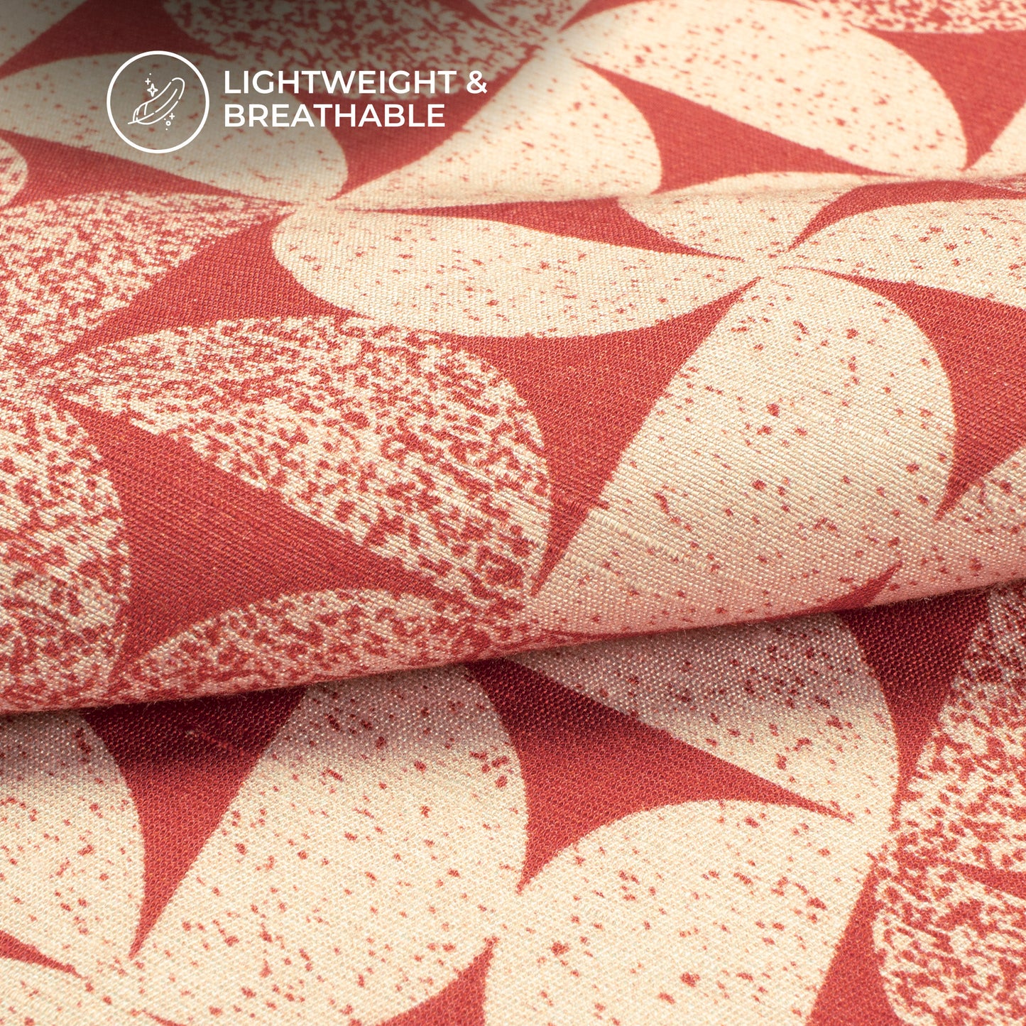 Fire Orange Geometric Digital Print Viscose Slub Silk Fabric (Width 58 Inches)