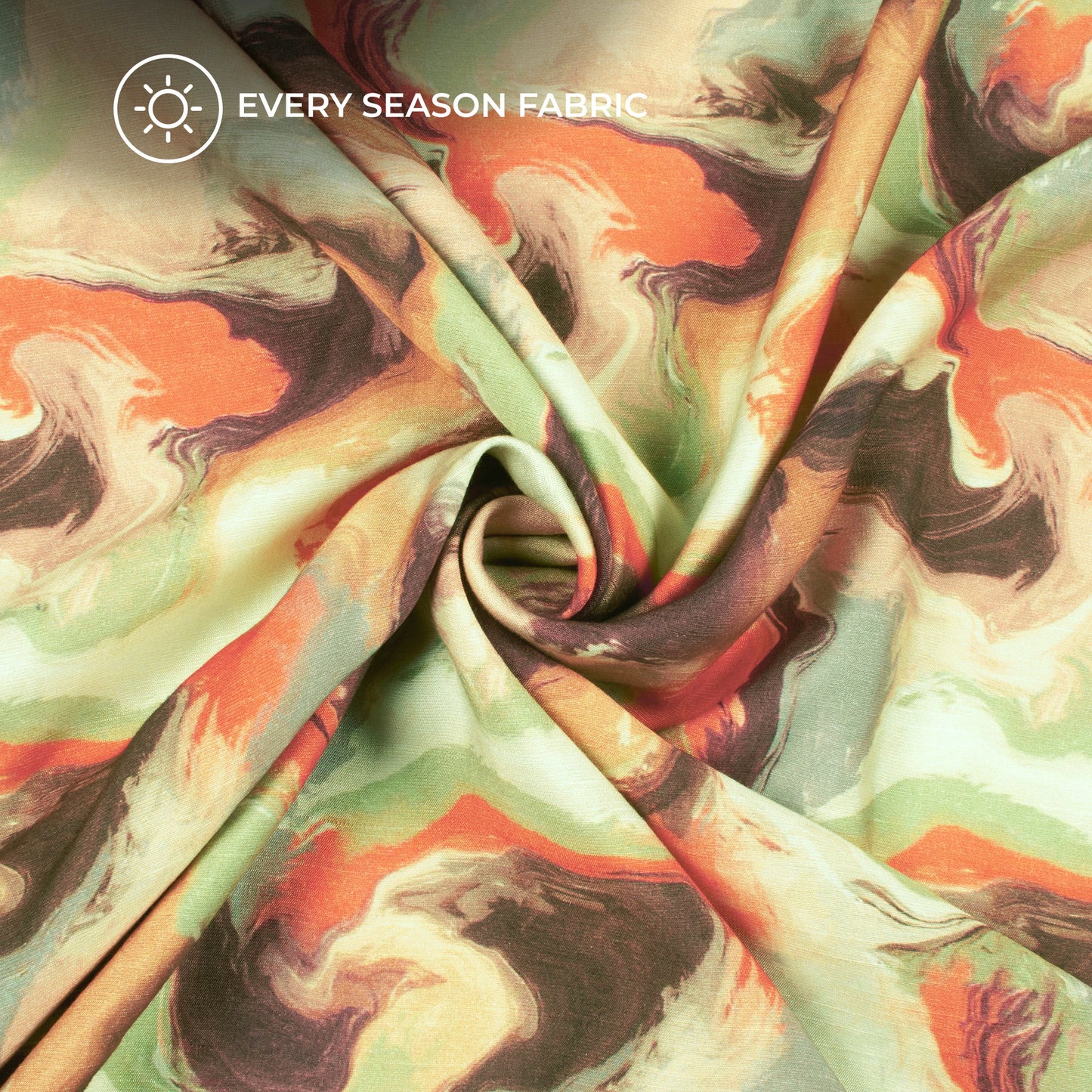 Brown And Orange Tye And Dye Digital Print Viscose Slub Silk Fabric (Width 58 Inches)