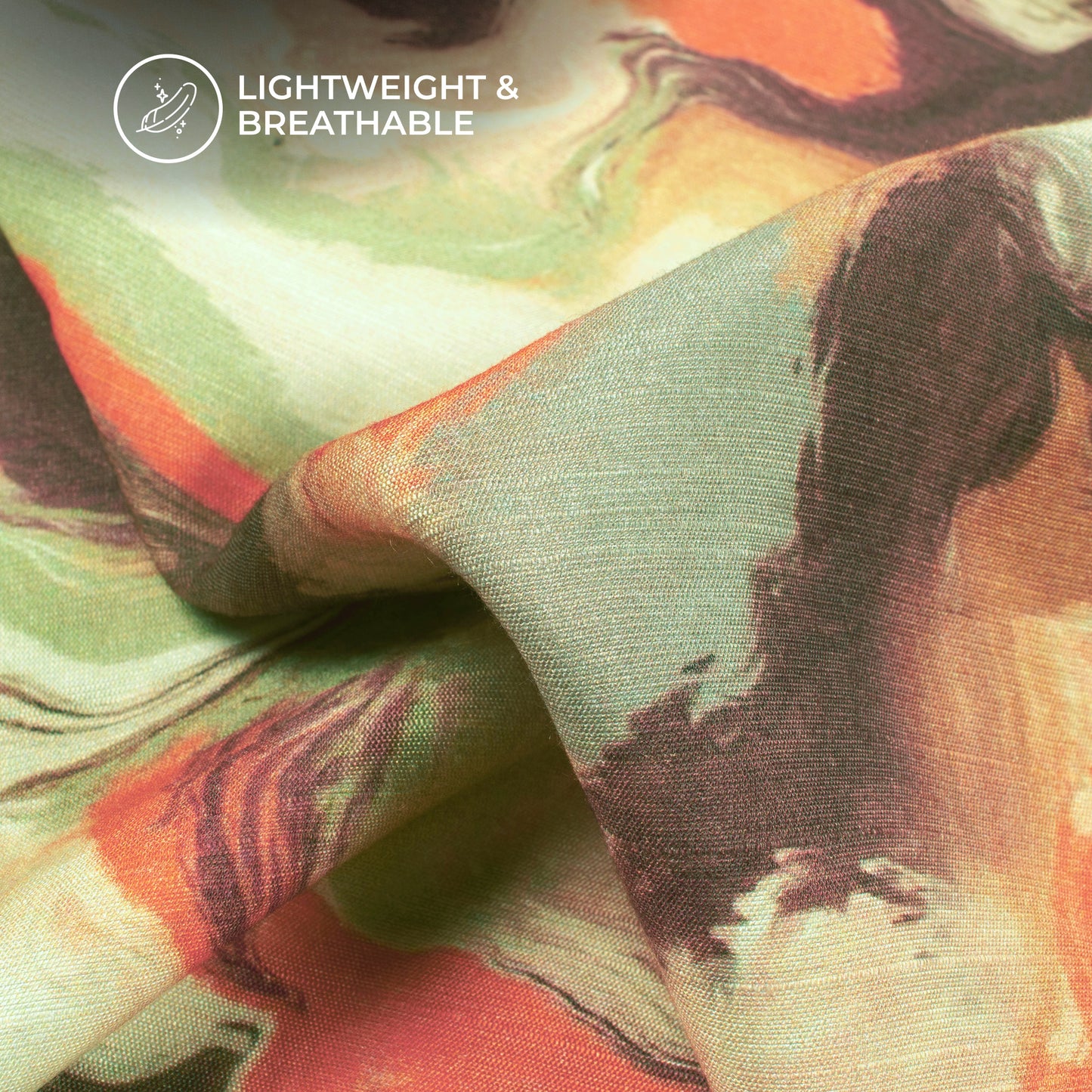 Brown And Orange Tye And Dye Digital Print Viscose Slub Silk Fabric (Width 58 Inches)