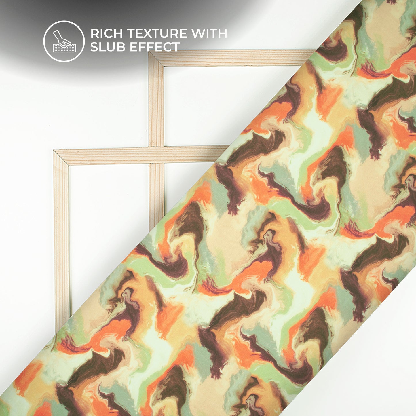Brown And Orange Tye And Dye Digital Print Viscose Slub Silk Fabric (Width 58 Inches)