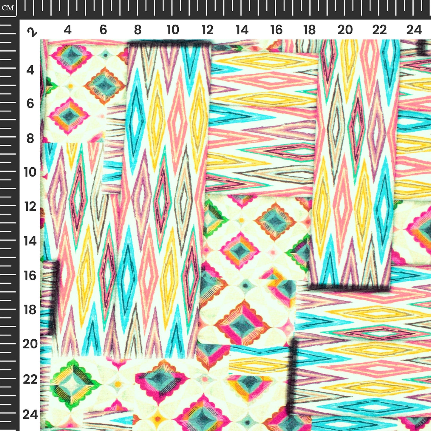 Multi Color Ikkat Pattern Digital Print Viscose Slub Silk Fabric (Width 58 Inches)