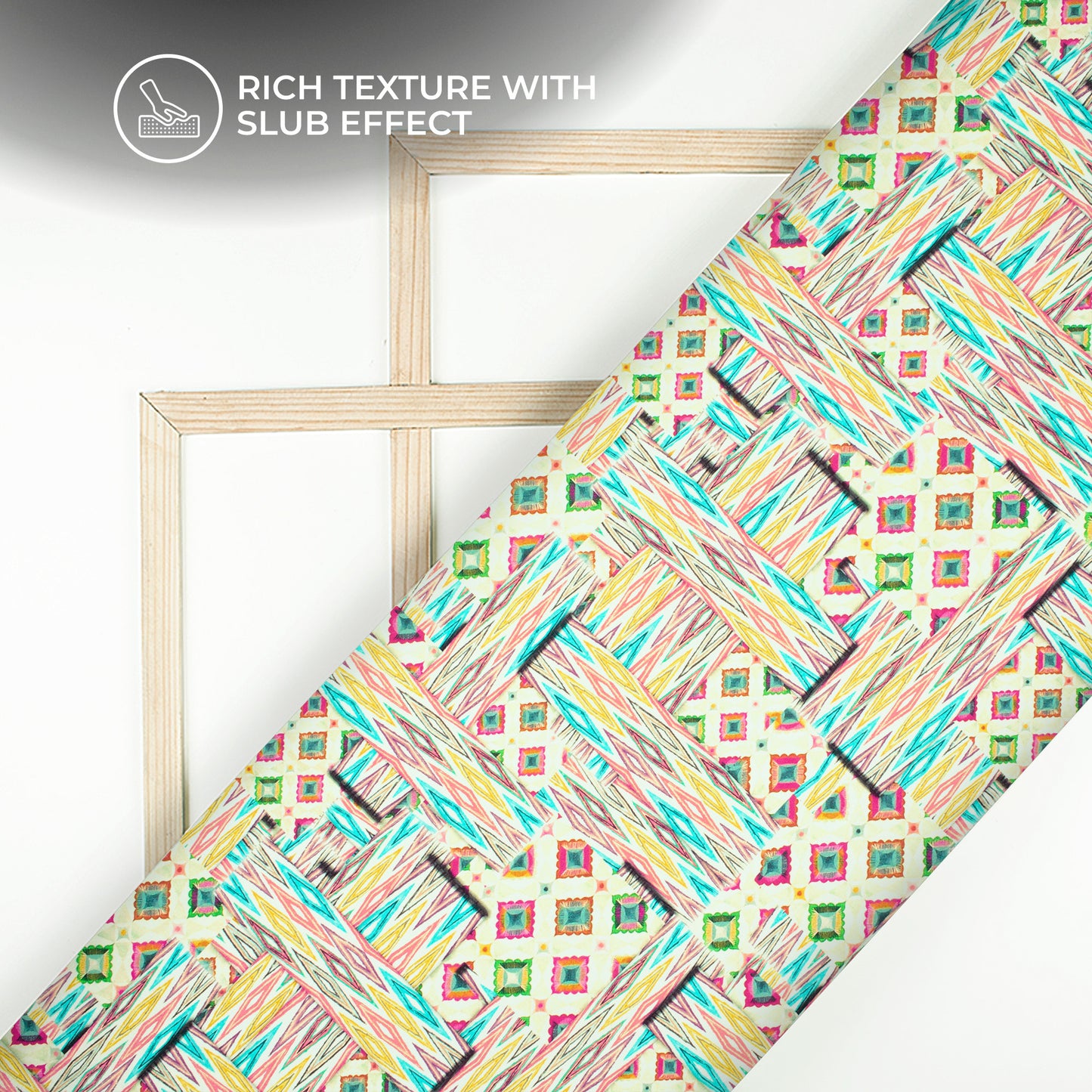 Multi Color Ikkat Pattern Digital Print Viscose Slub Silk Fabric (Width 58 Inches)