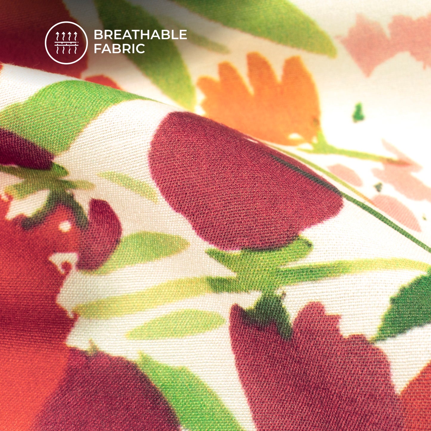 Seamless Floral Patch Digital Print Muslin Fabric