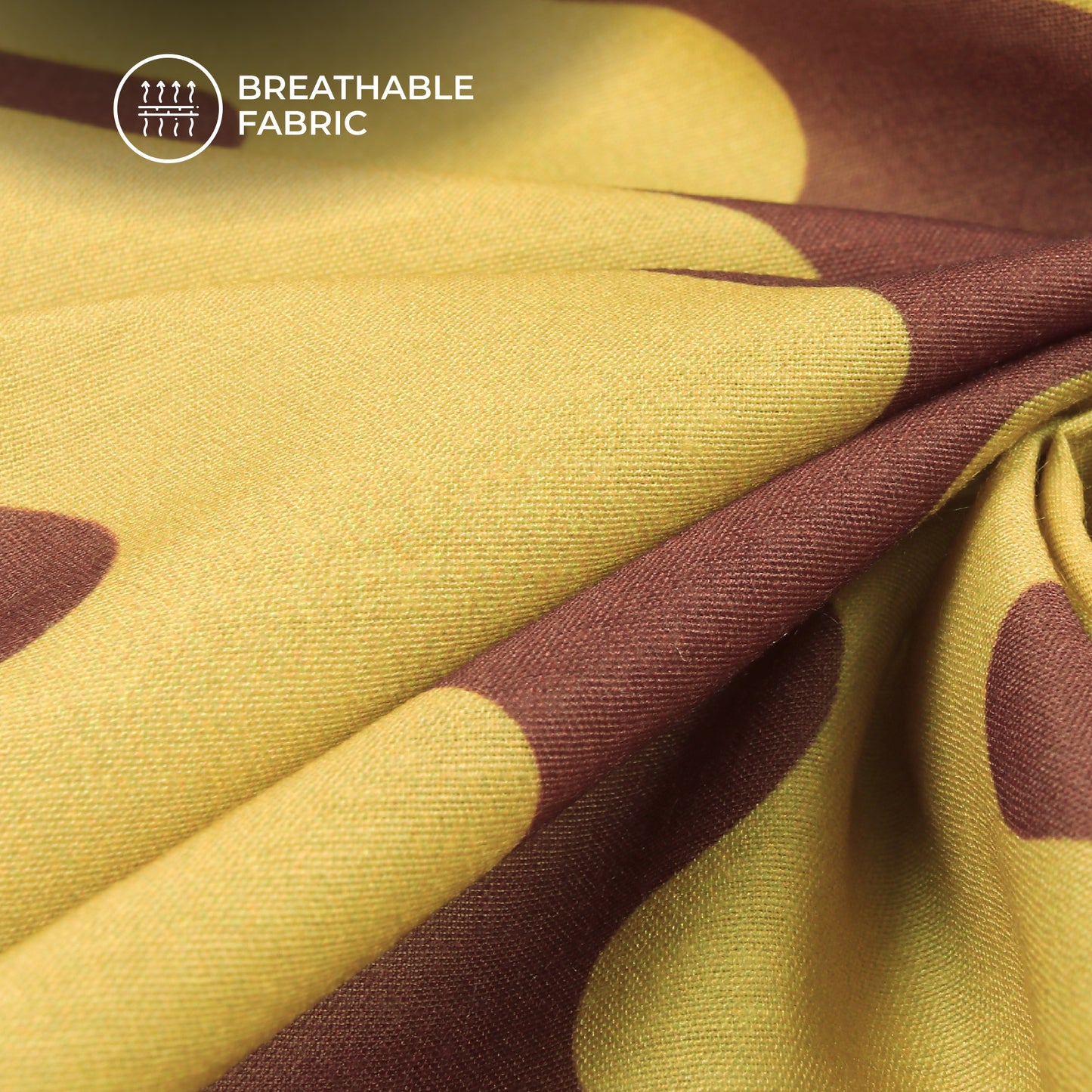 Seamless Brown Wavy Lines Digital Print Muslin Fabric