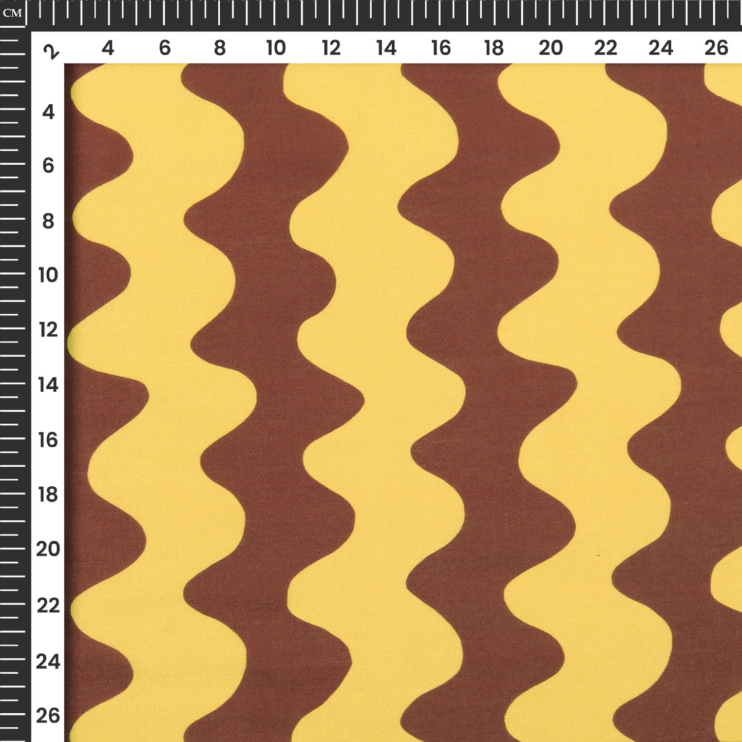 Seamless Brown Wavy Lines Digital Print Muslin Fabric