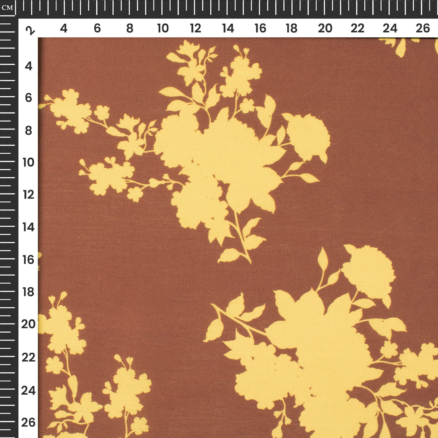 Brown Mono Floral Digital Print Muslin Fabric