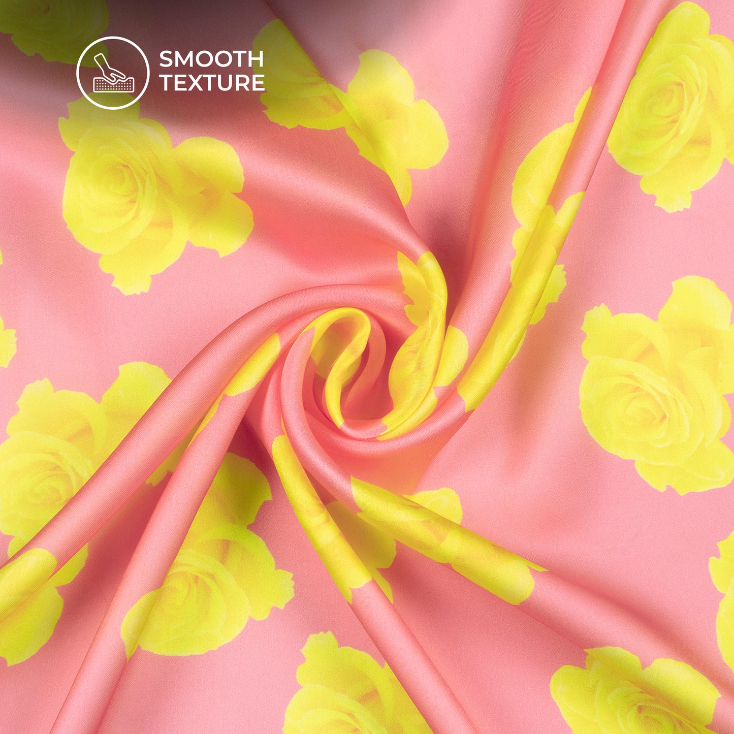 Hot Pink Floral Digital Print Georgette Satin Fabric