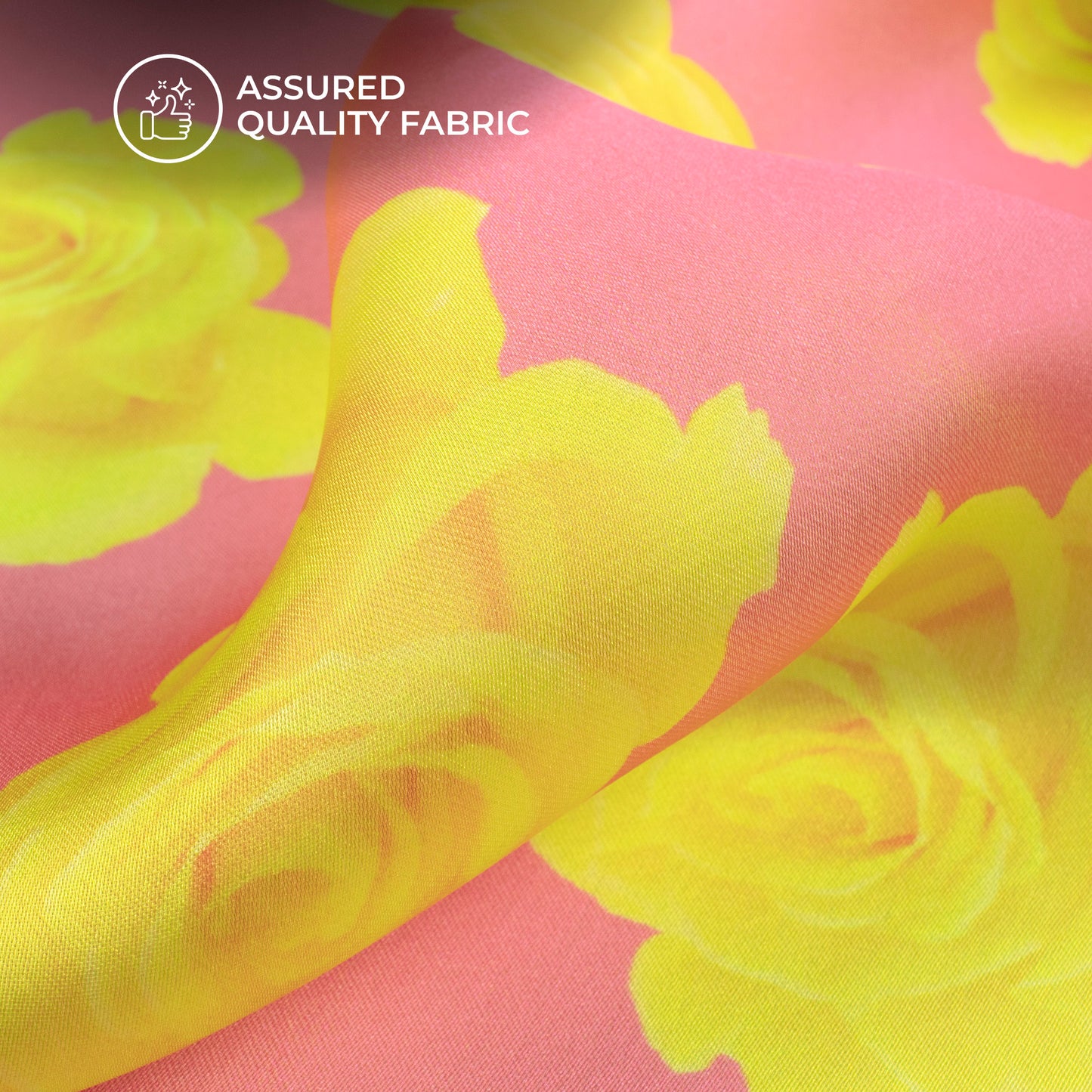 Hot Pink Floral Digital Print Georgette Satin Fabric