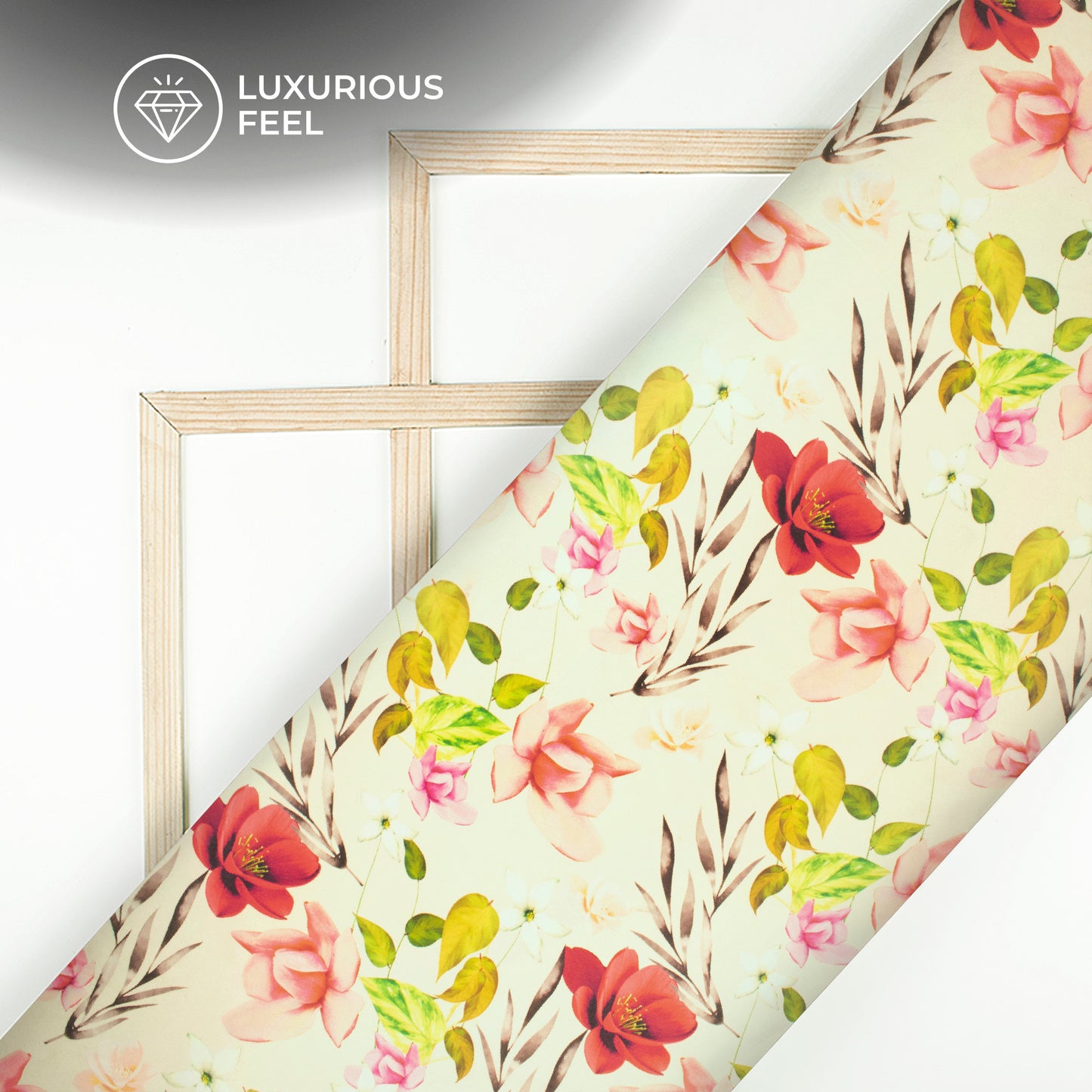 Cherry Red Floral Digital Print Georgette Satin Fabric