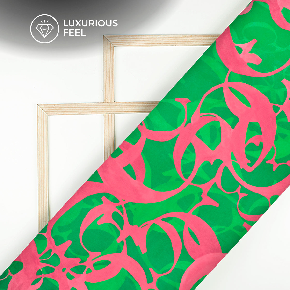 Dark Green Abstract Digital Print Georgette Satin Fabric