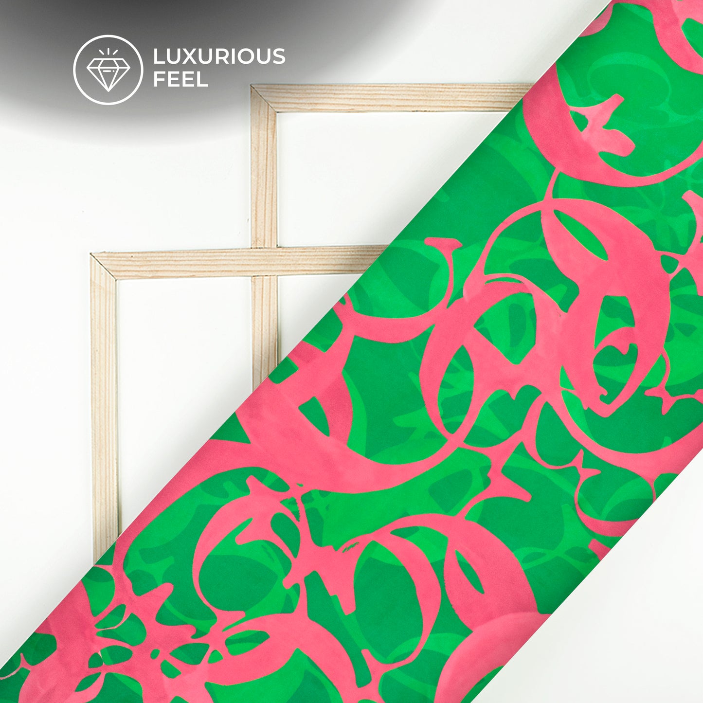 Dark Green Abstract Digital Print Georgette Satin Fabric