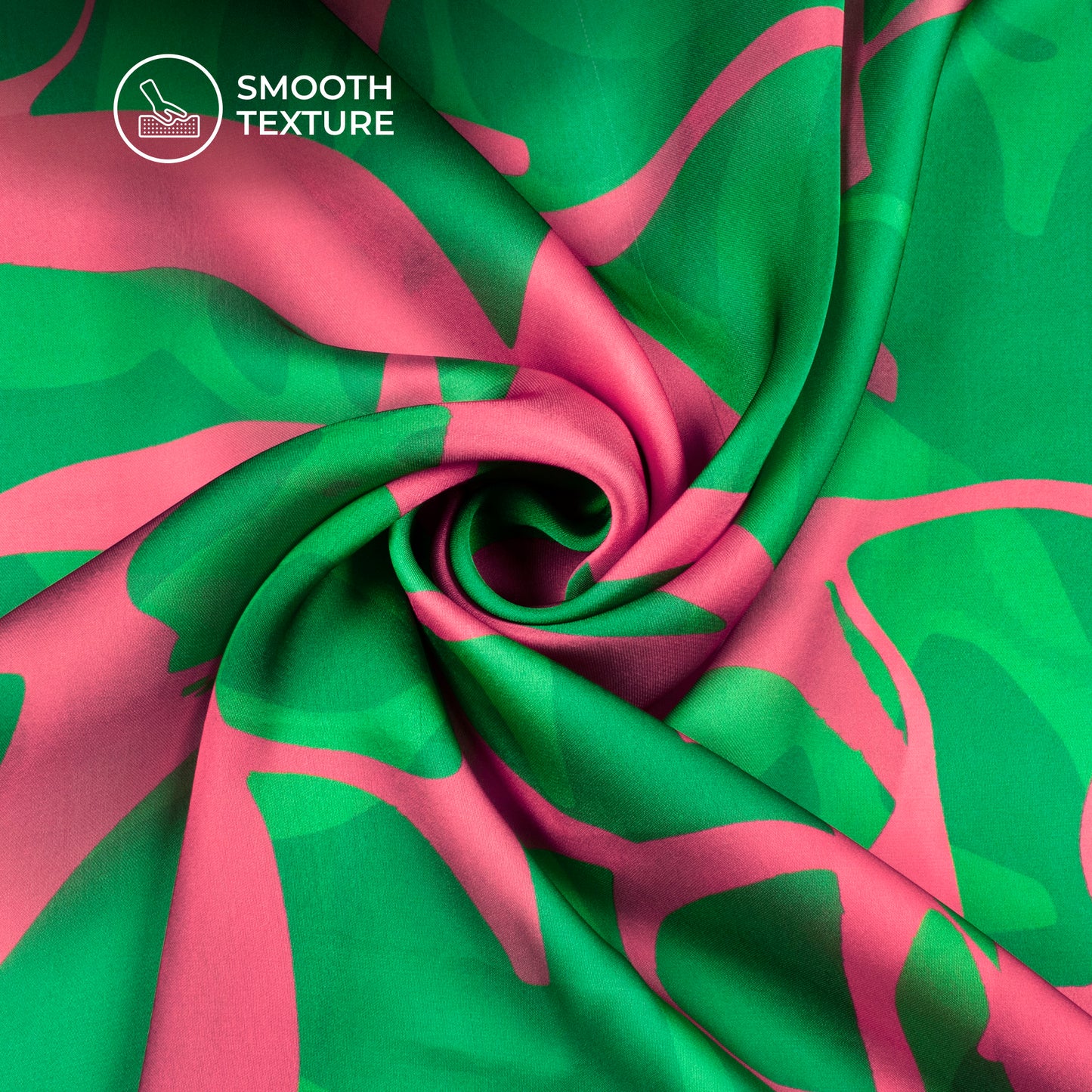 Dark Green Abstract Digital Print Georgette Satin Fabric