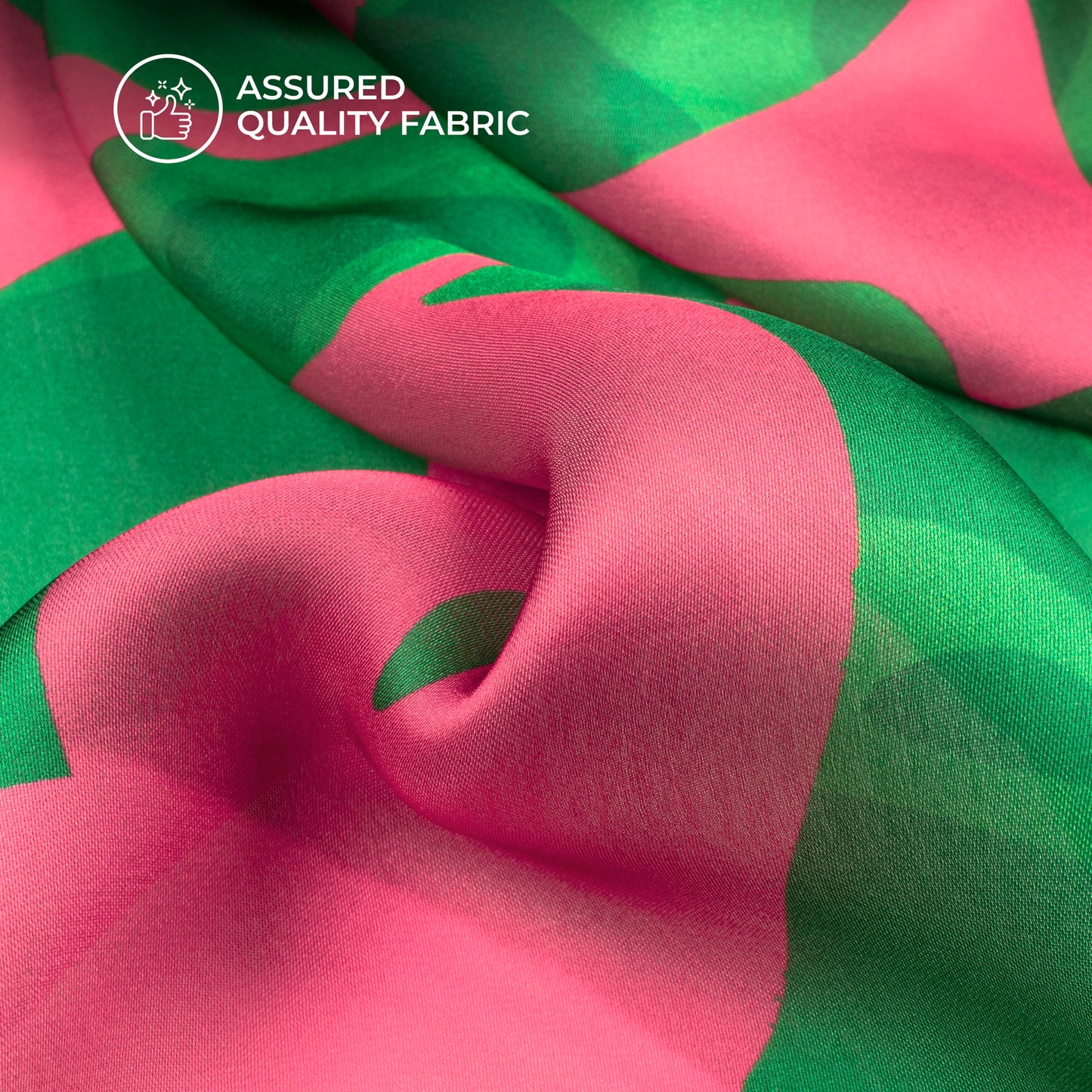 Dark Green Abstract Digital Print Georgette Satin Fabric