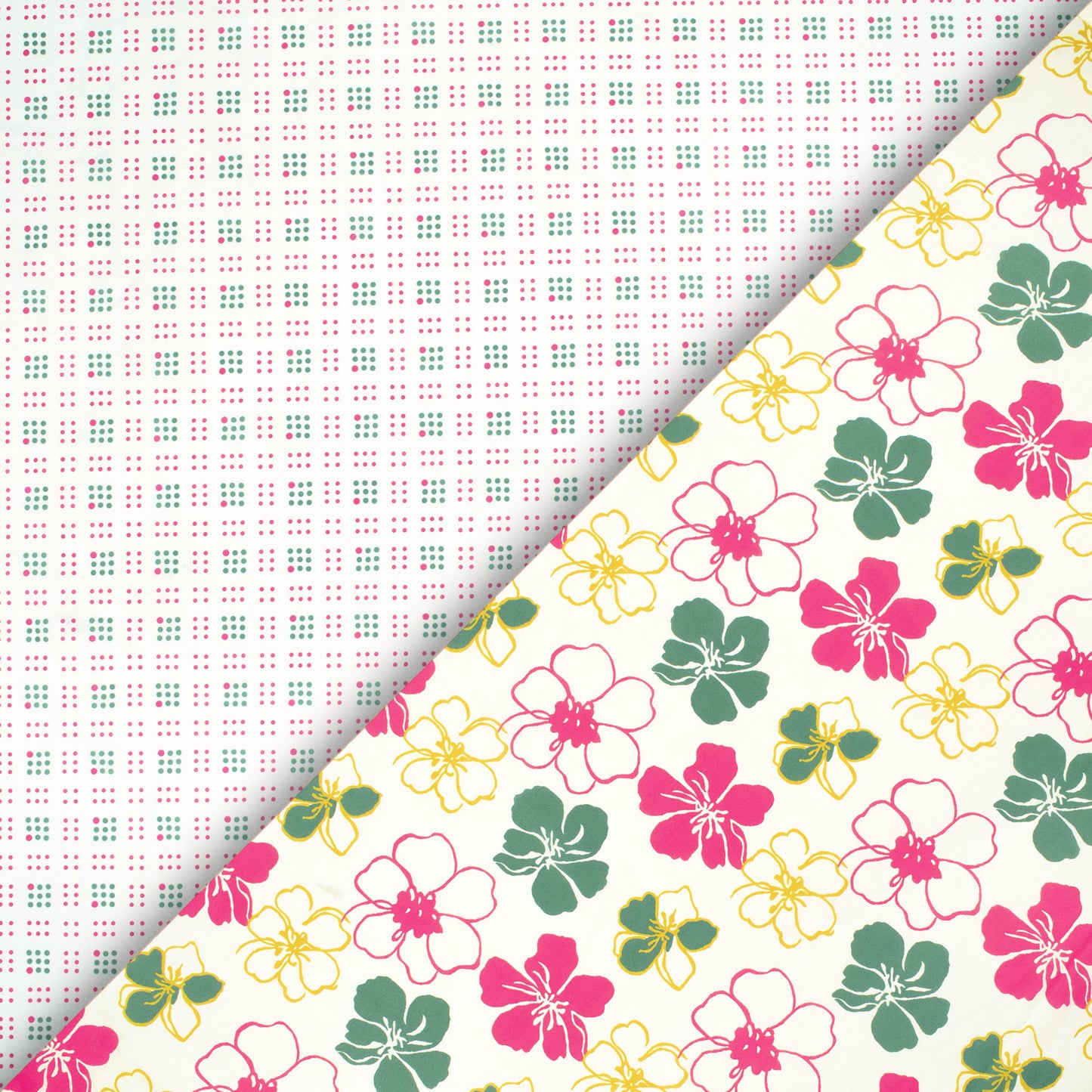 Elegant Seamless Sakura Flowers Digital Print Muslin Fabric