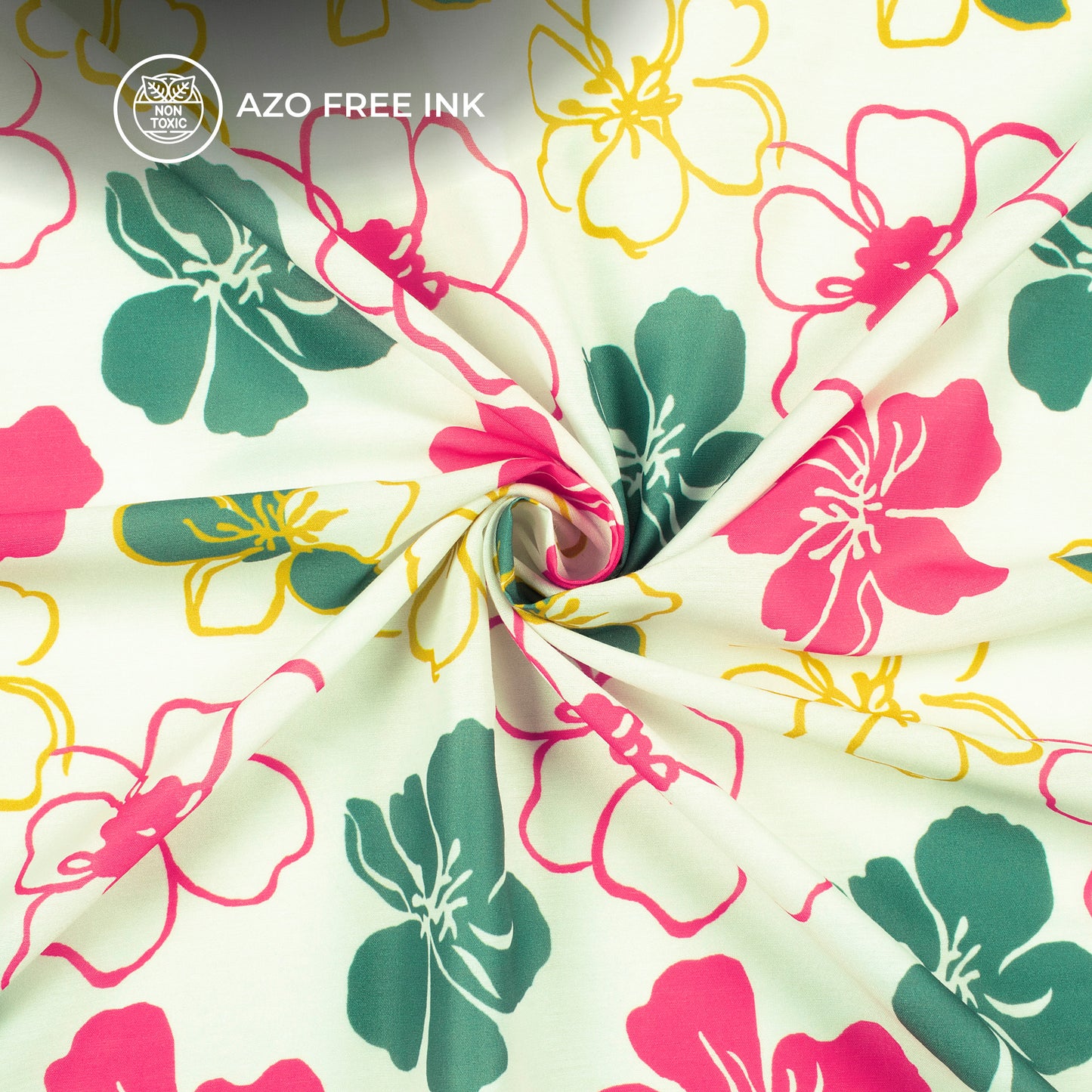 Elegant Seamless Sakura Flowers Digital Print Muslin Fabric