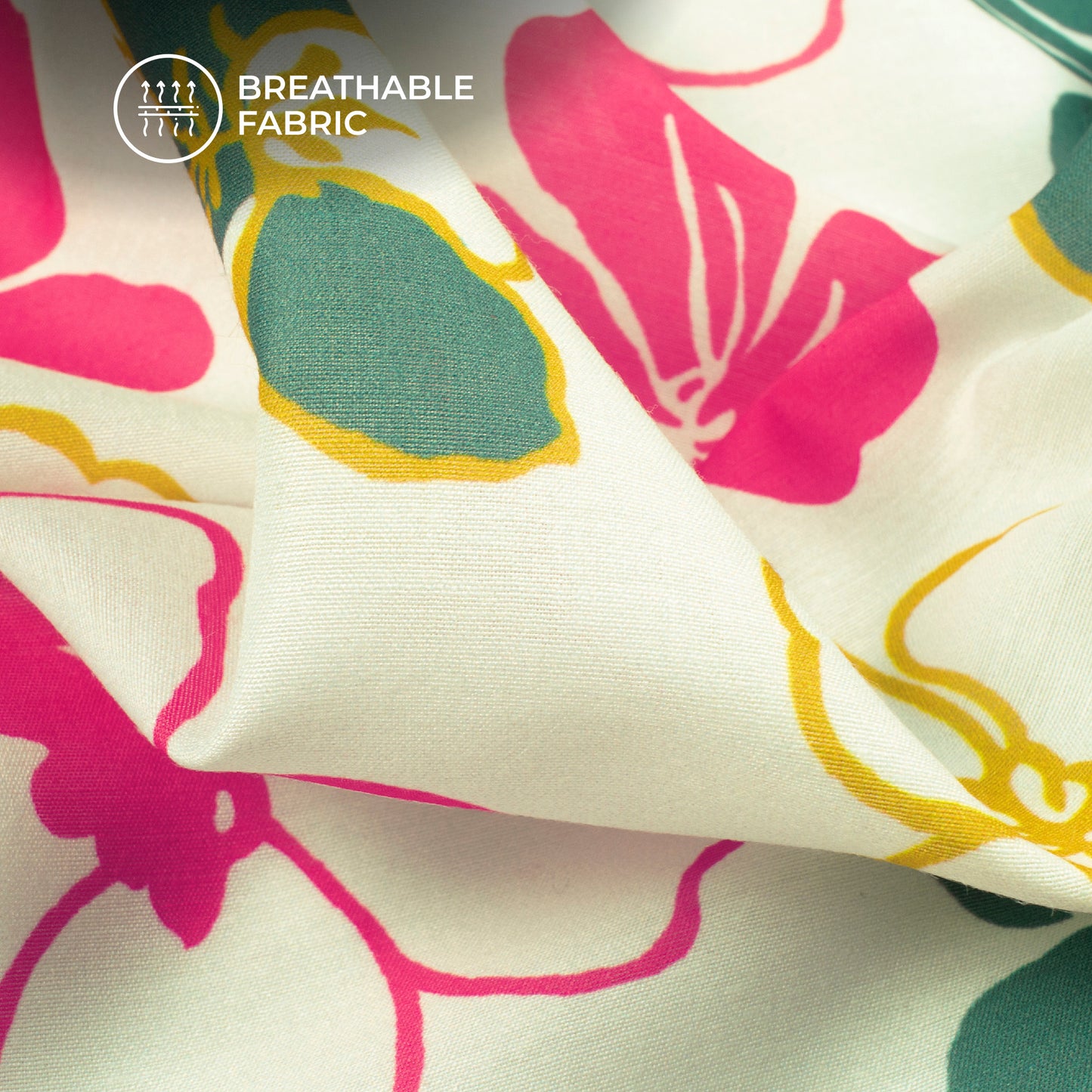 Elegant Seamless Sakura Flowers Digital Print Muslin Fabric