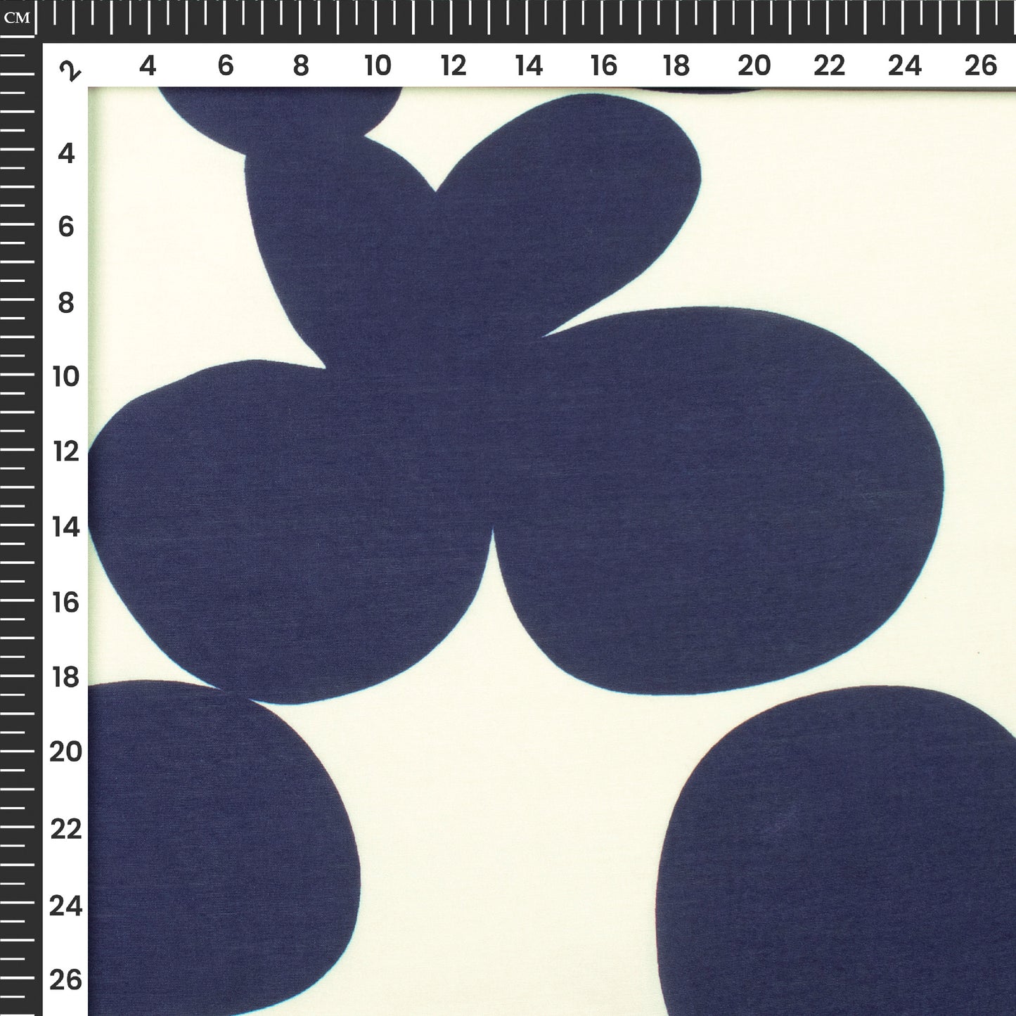 Abstract Modern Navy Blue Floral Digital Print Muslin Fabric