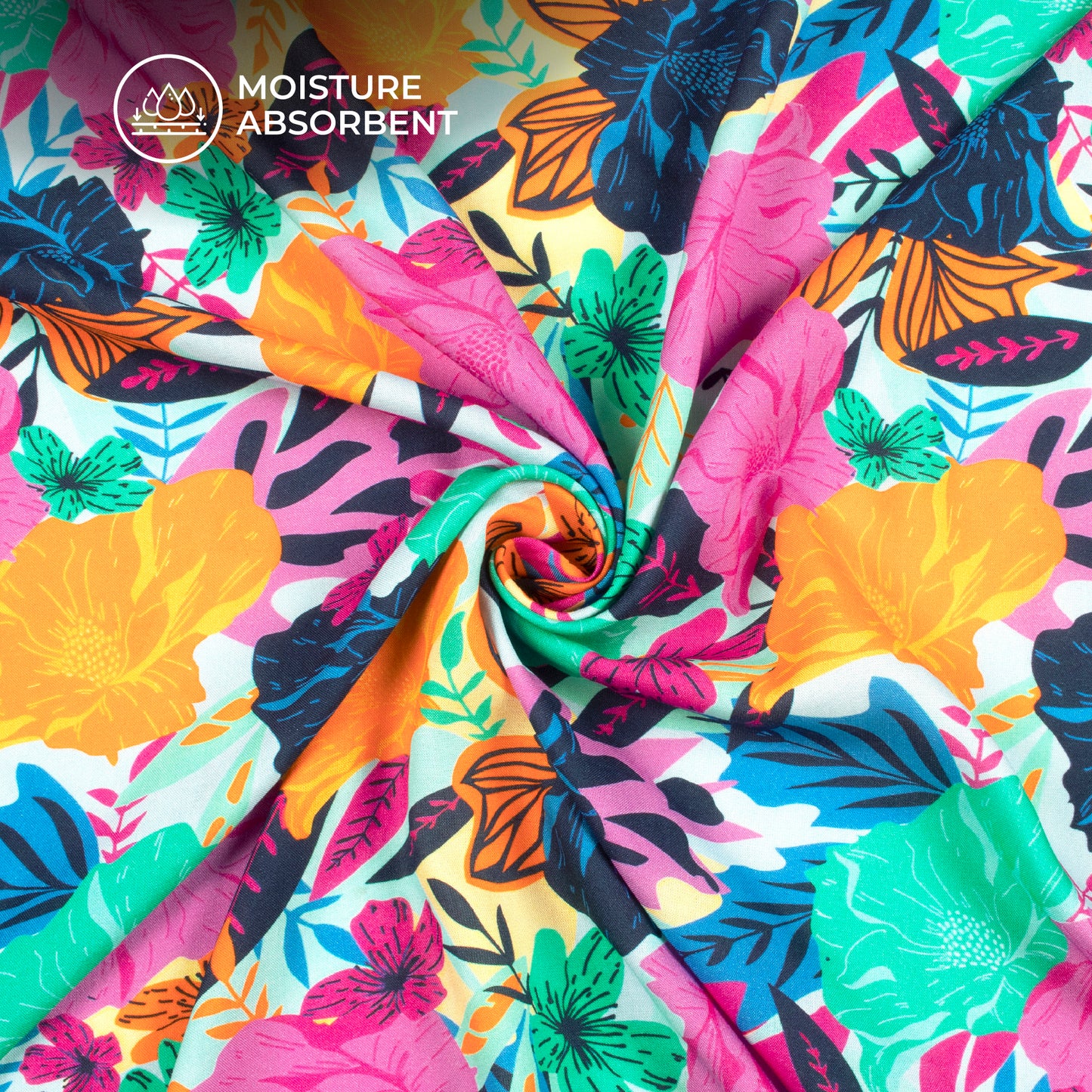 Seamless Abstract Floral Digital Print Viscose Rayon Fabric (Width 58 Inches)