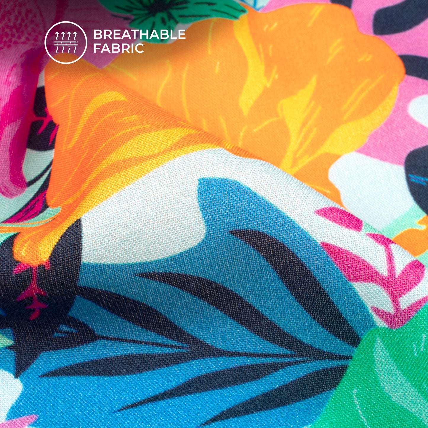 Seamless Abstract Floral Digital Print Viscose Rayon Fabric (Width 58 Inches)