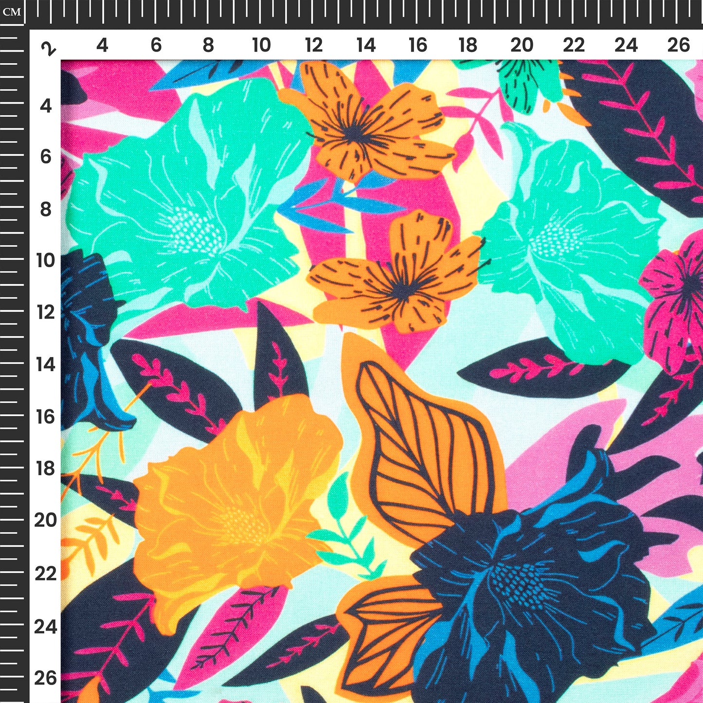 Seamless Abstract Floral Digital Print Viscose Rayon Fabric (Width 58 Inches)