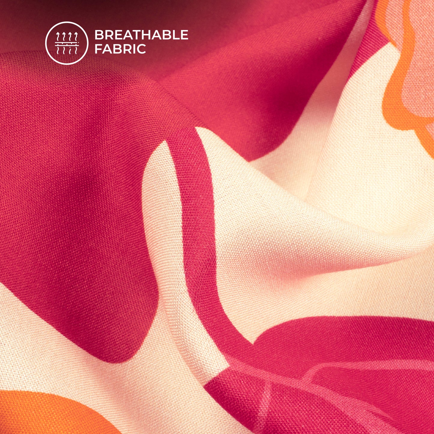 Abstract Petals Digital Print Viscose Rayon Fabric (Width 58 Inches)
