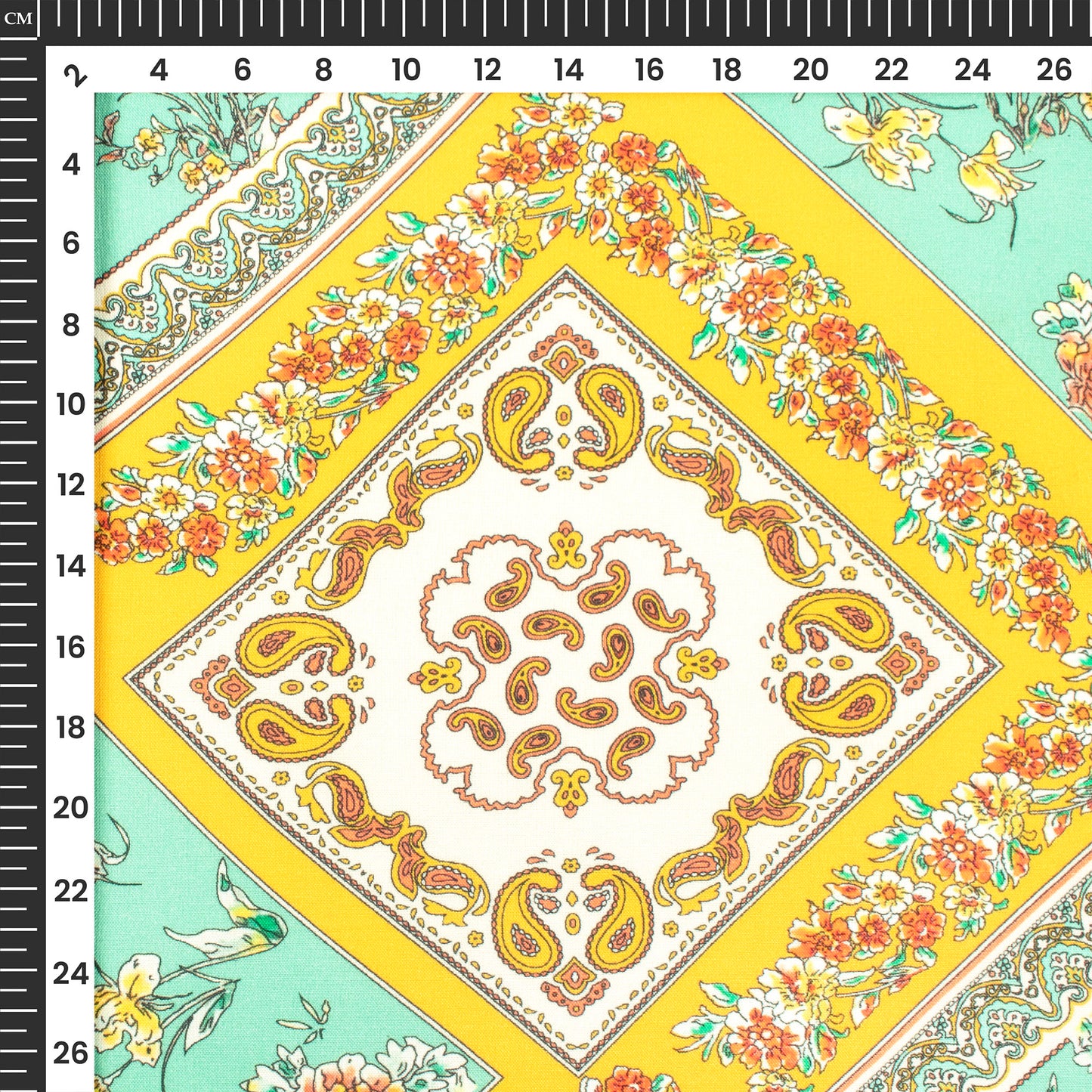 Retro Indian Traditonal Floral Digital Print Viscose Rayon Fabric (Width 58 Inches)