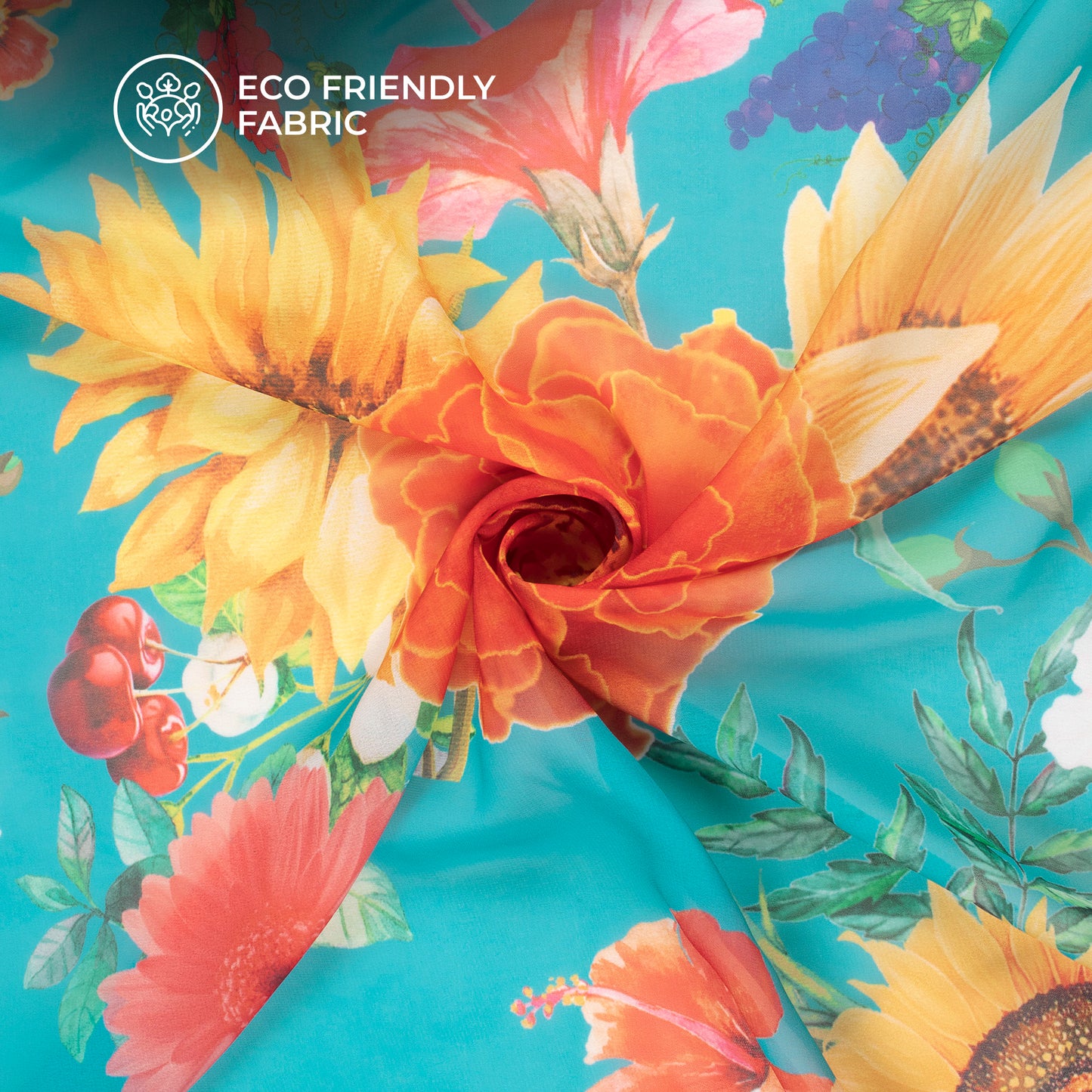 Attractive Floral Digital Print Lightweight Georgette Fabric