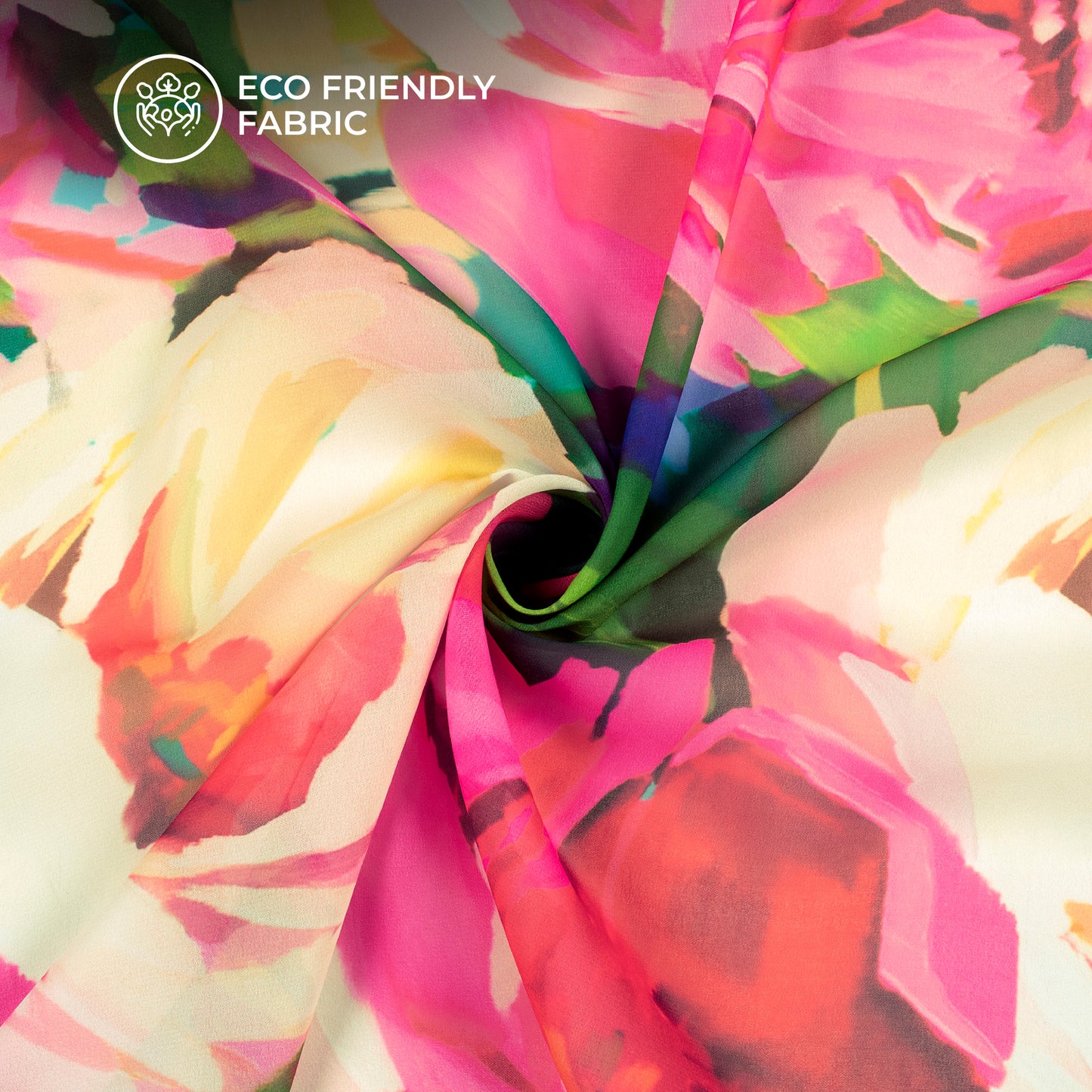 Seamless Rose Floral Digital Print Lightweight Georgette Fabric
