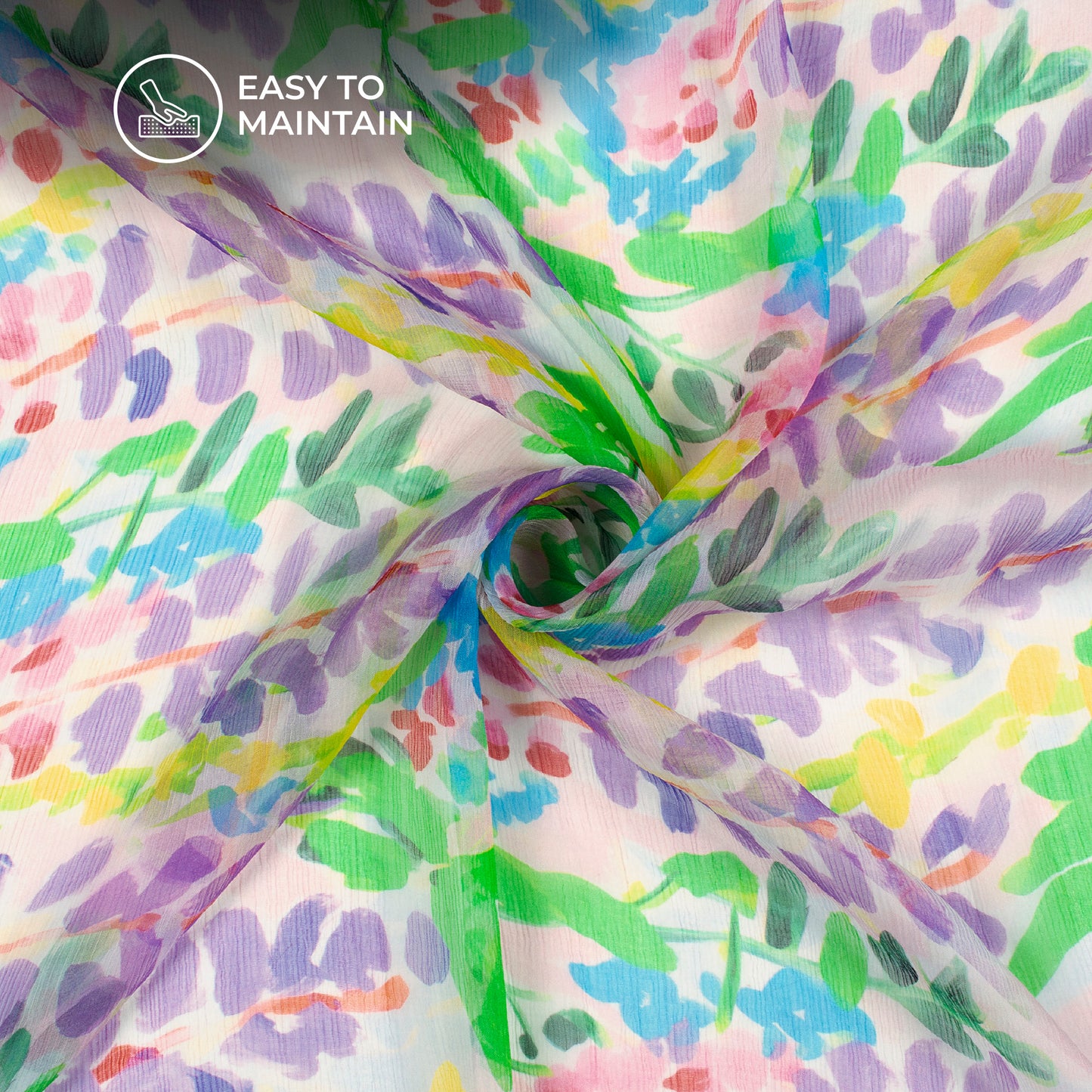 Seamless illustration Floral Digital Print Bemberg Chiffon Fabric