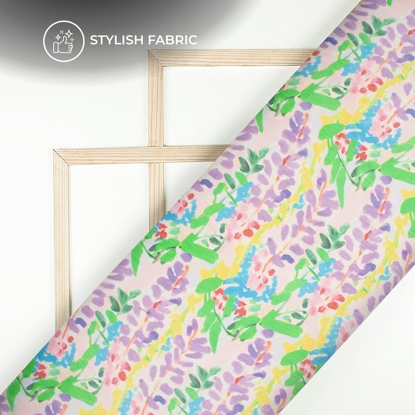 Seamless illustration Floral Digital Print Bemberg Chiffon Fabric